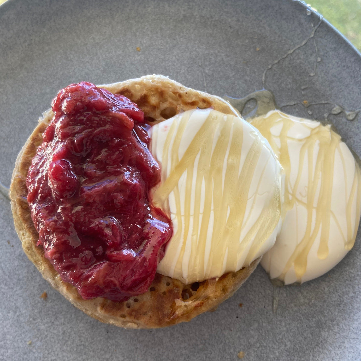 Rhubarb &amp; Crème Fraîche Crumpets