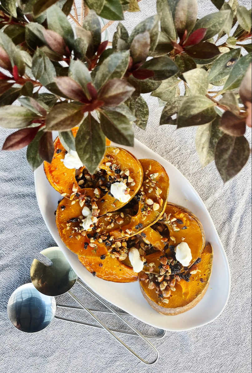 Roast pumpkin with nut & herb crunch