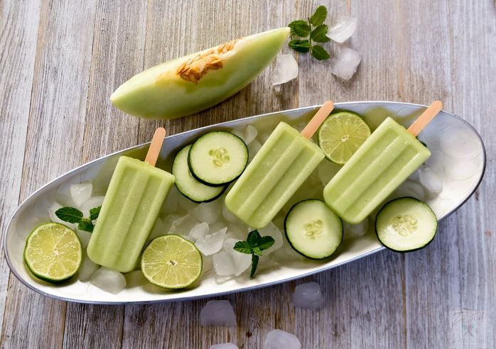 Honeydew melon, Cucumber Coconut Popsicles