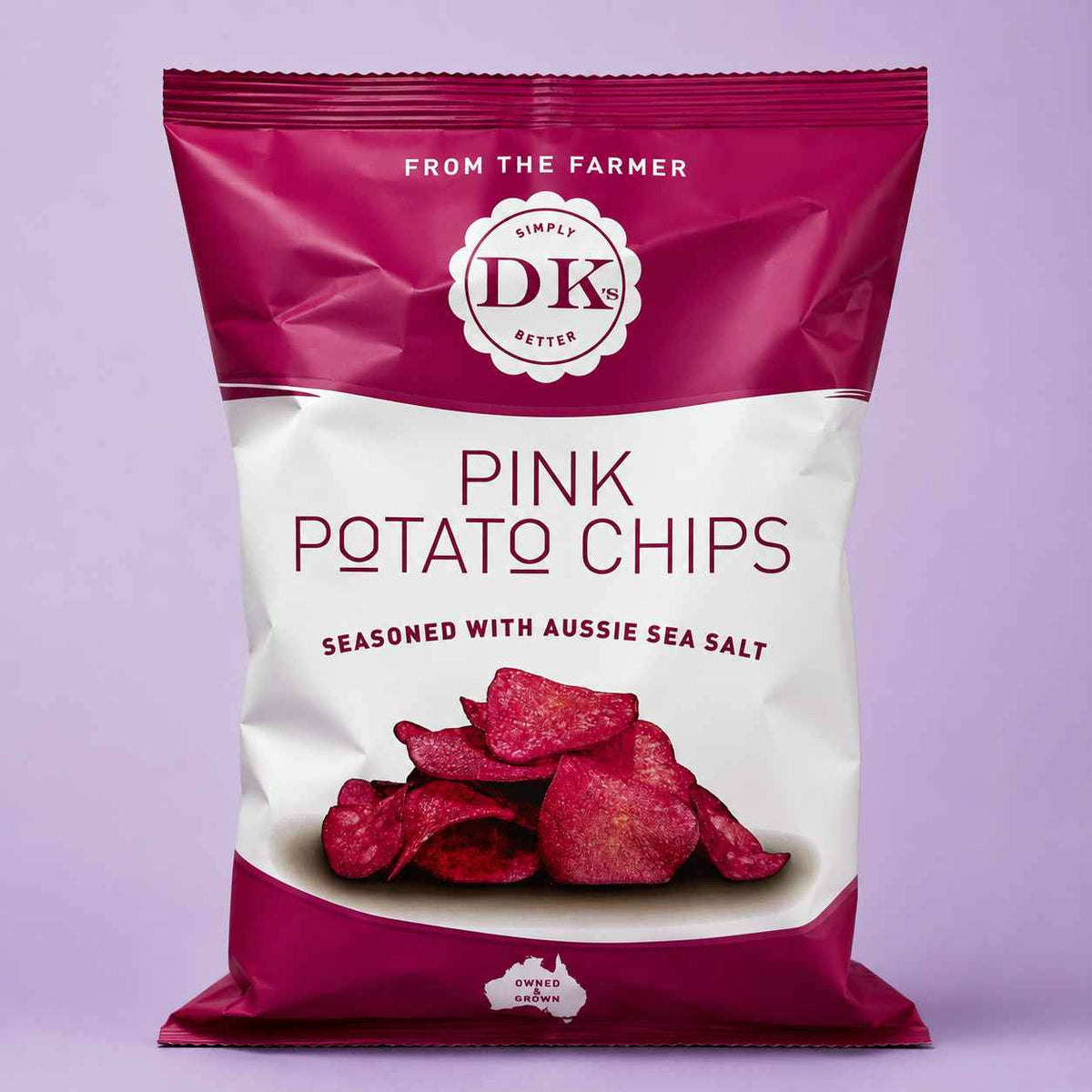 DK’s Classic Pink Potato Chips 90g - made by an Australian Farmer