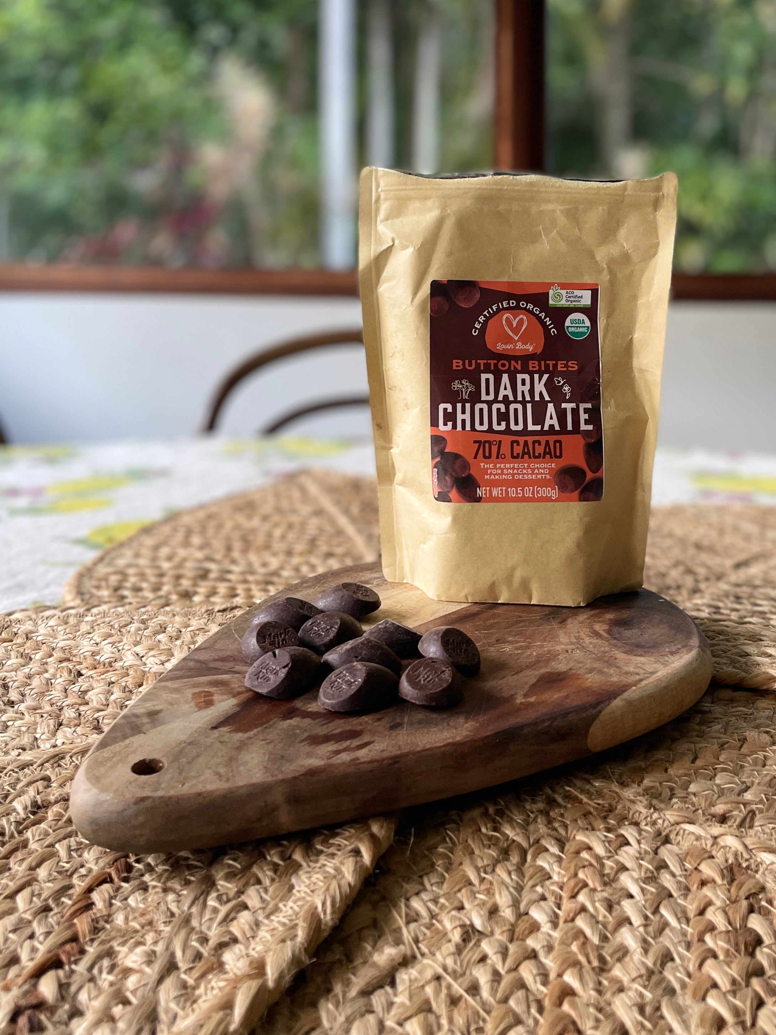 Organic Dark Chocolate Button Bites 300g (70%) - Lovin Body