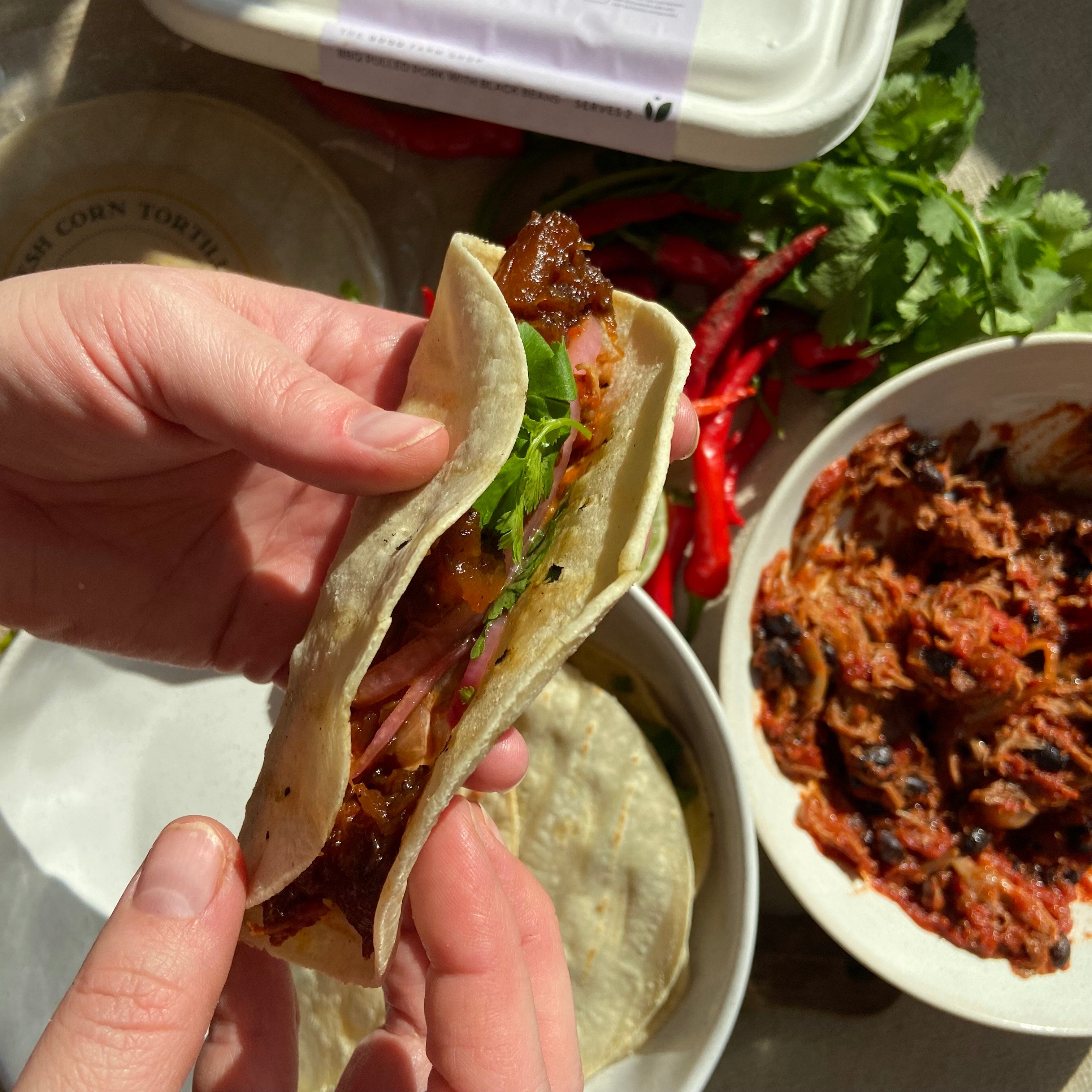 BBQ Pulled Pork w/ Black Beans Organic & GF - The Good Farm Shop (Serves 2-4)