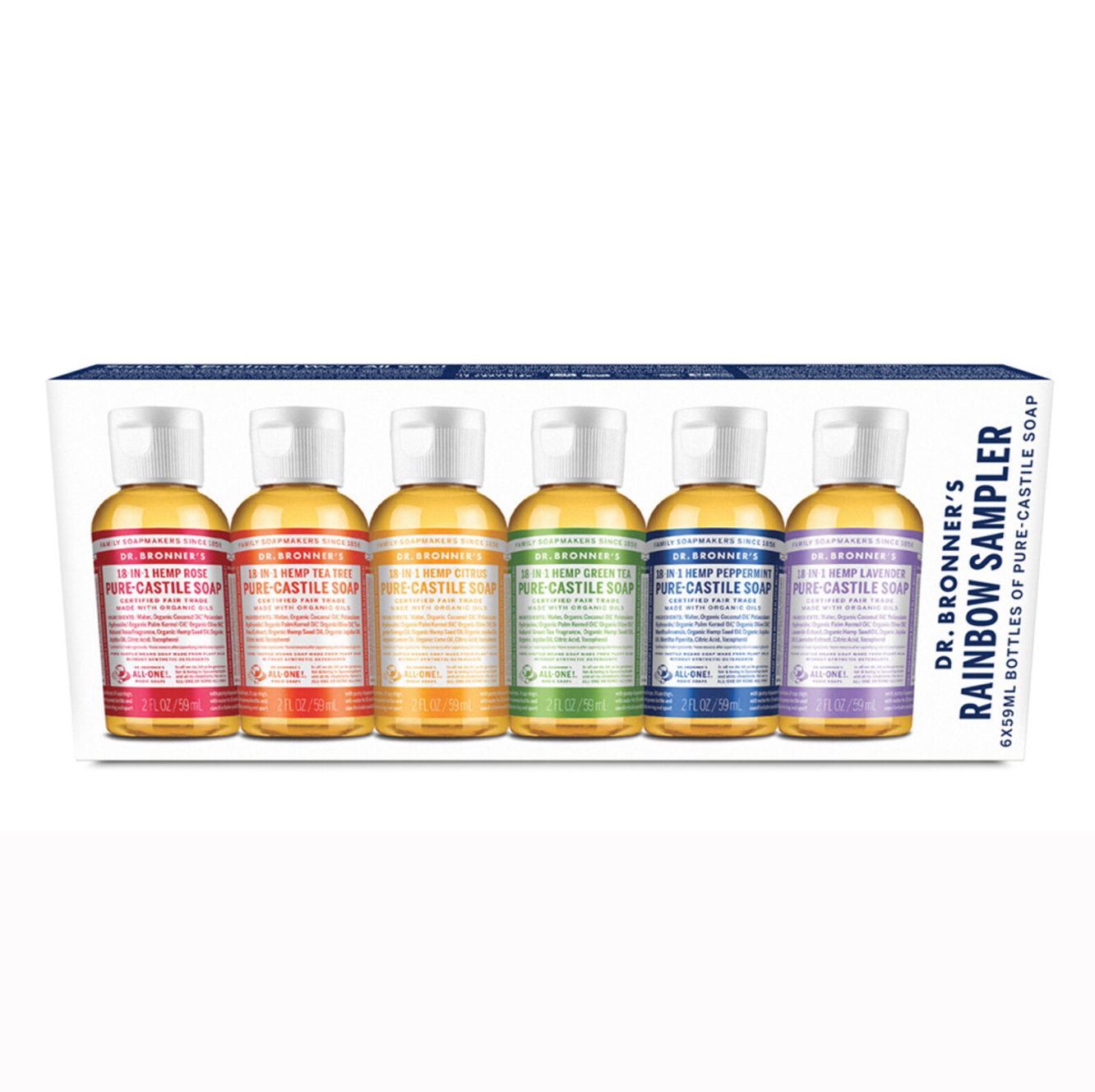 DR. BRONNERS Rainbow Gift Sampler incl. 6x Mini Castille Soap