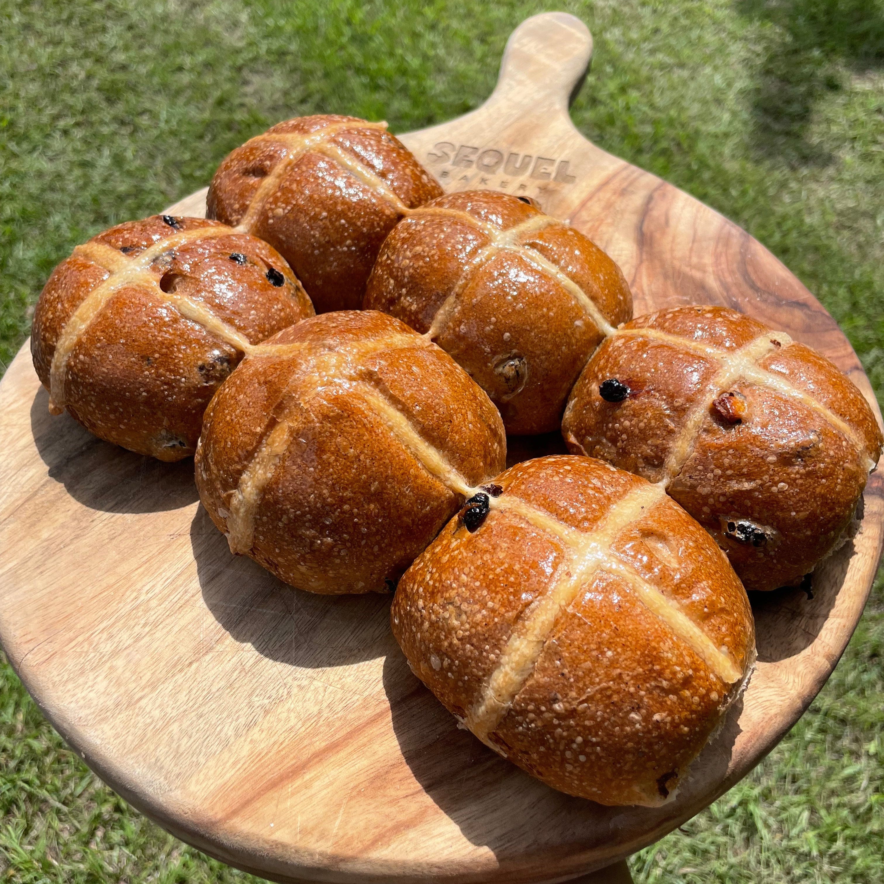 Traditional Organic Hot Cross Buns - 6 pack Sequel Bakery