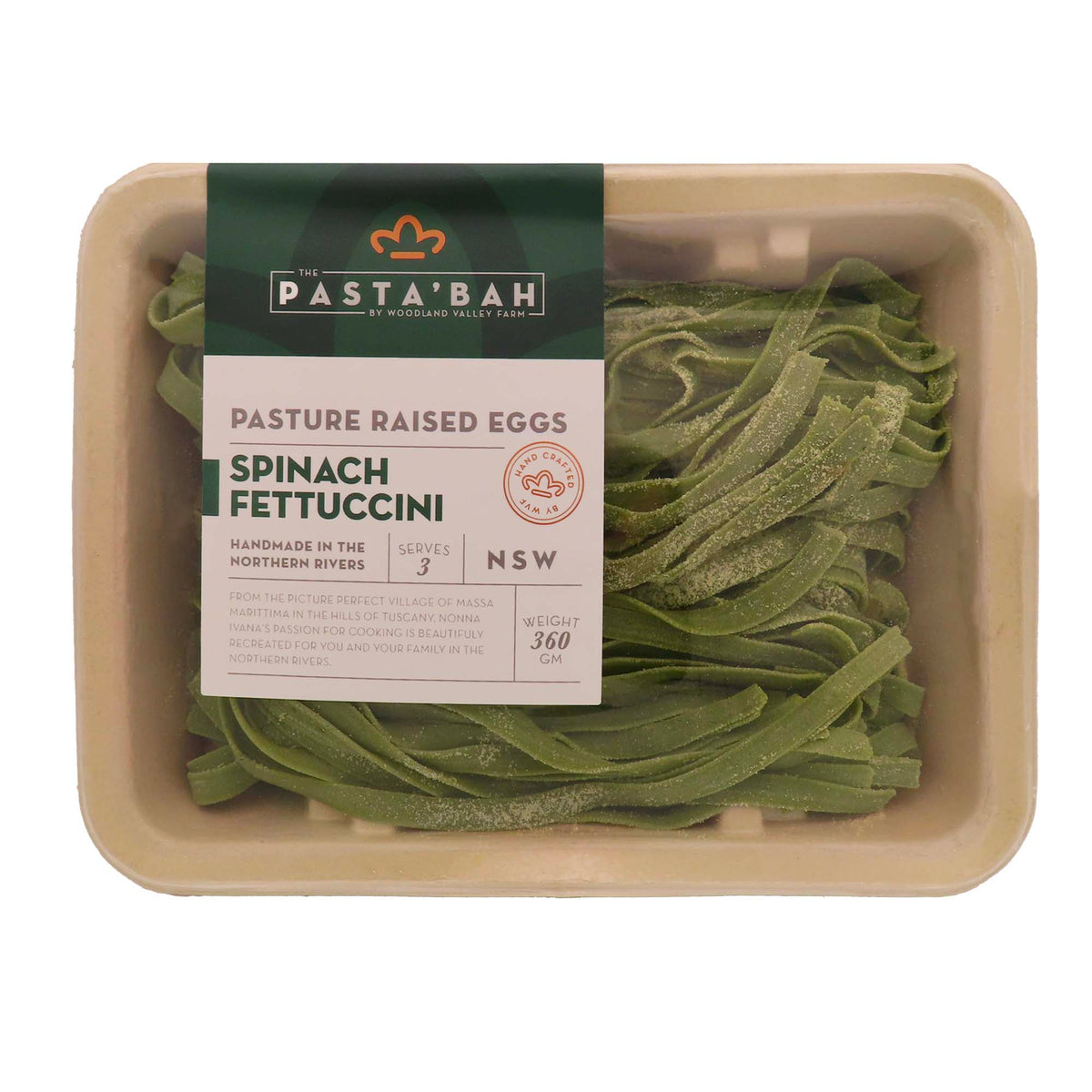 Fresh Spinach Fettucini - Egg 360g - LOCAL HANDMADE PASTA