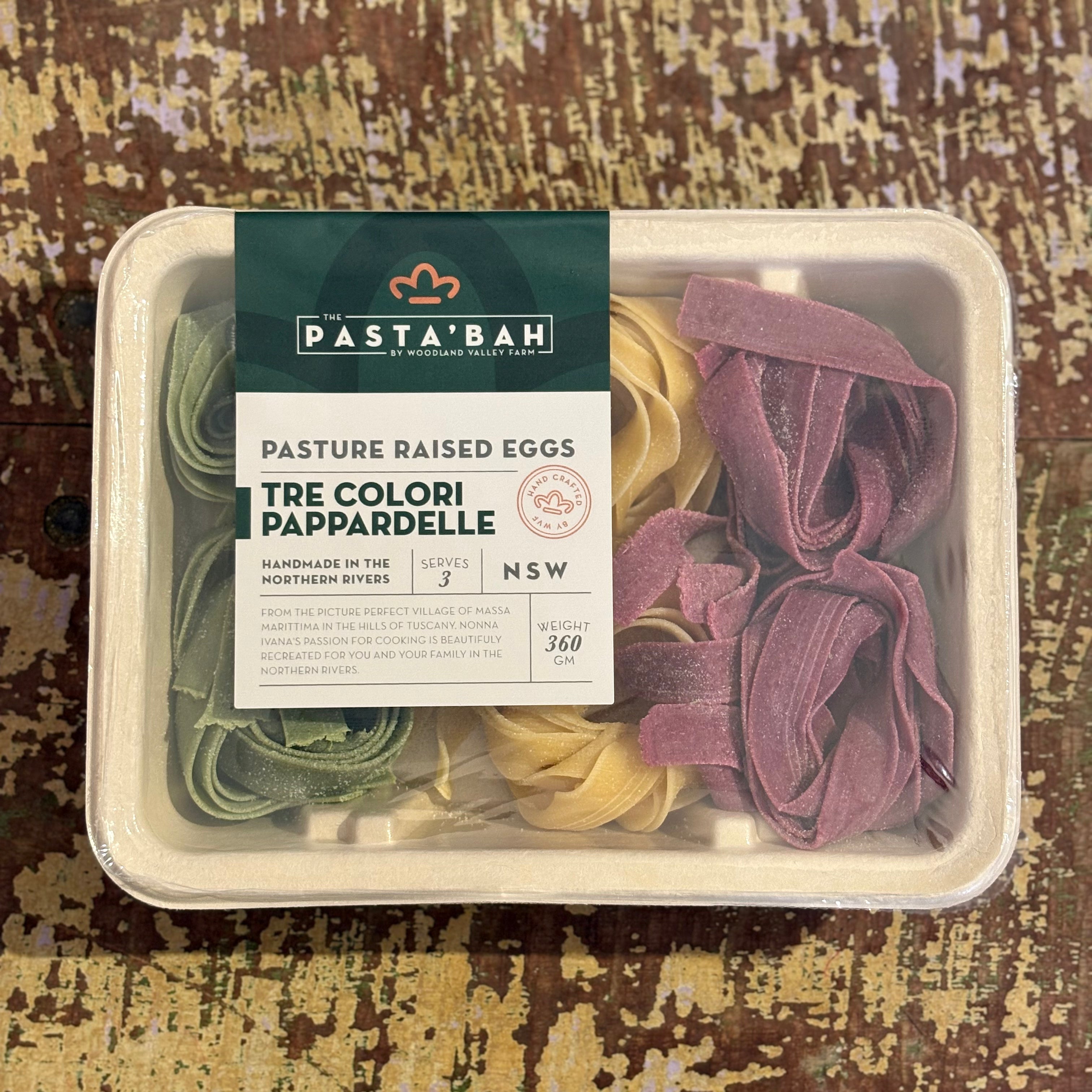 Fresh Tri-Colour Pappardelle - Egg 360g - LOCAL HANDMADE PASTA