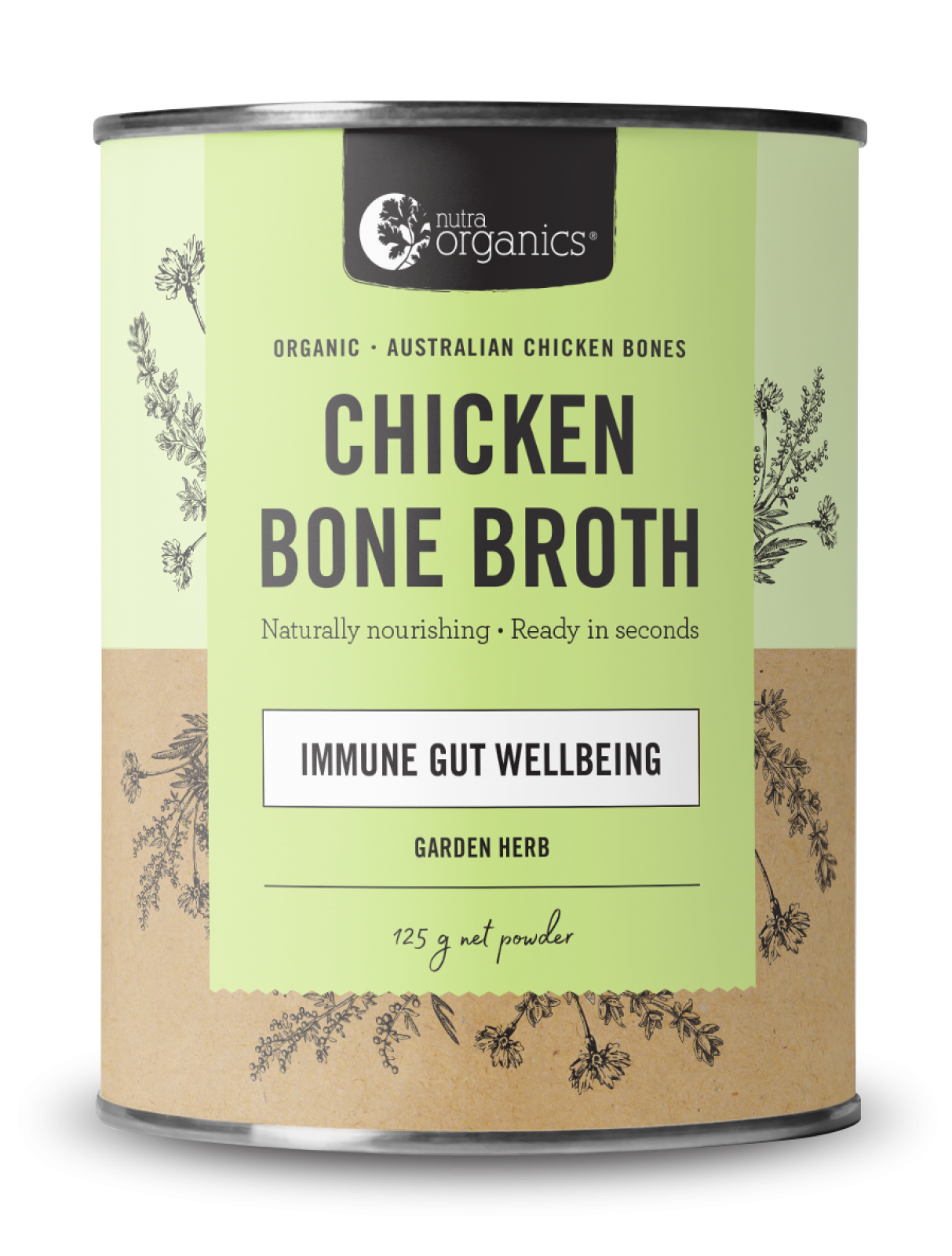 NUTRA ORGANICS Chicken Bone Broth Powder - Garden Herb  125g