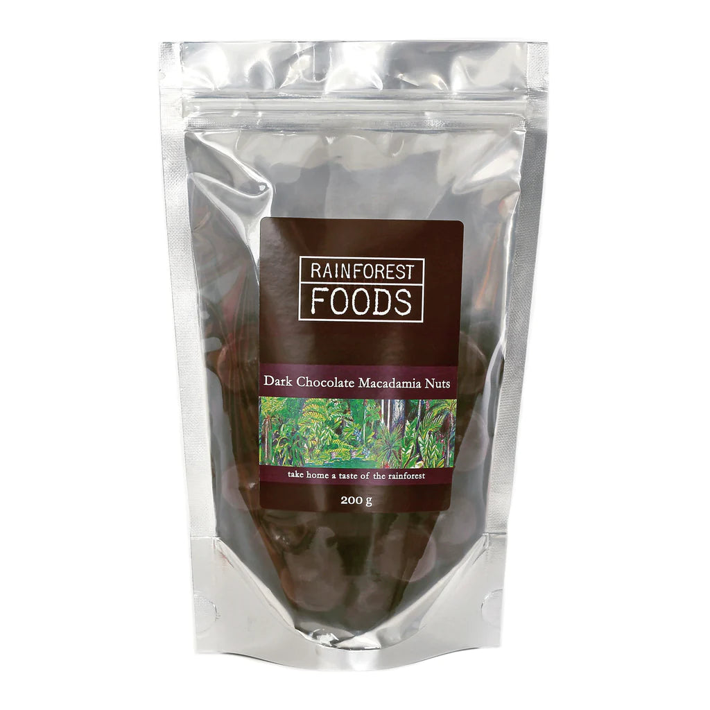 DARK CHOCOLATE MACADAMIA NUTS 200G - Rainforest Foods