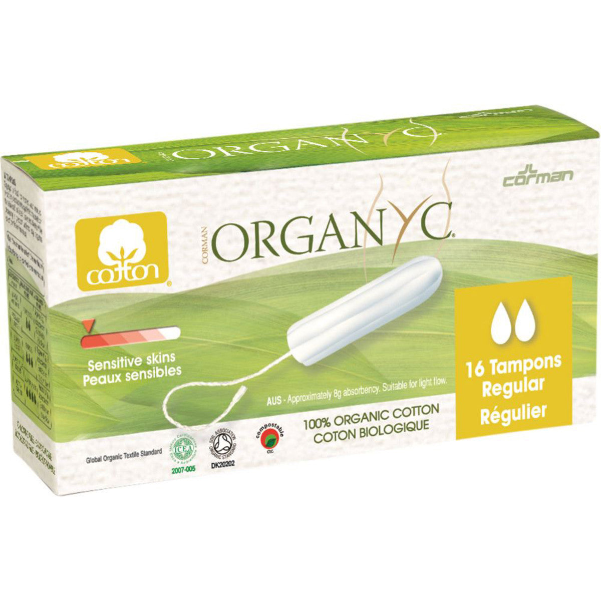 100% Organic Cotton Tampons (Regular) - Organic