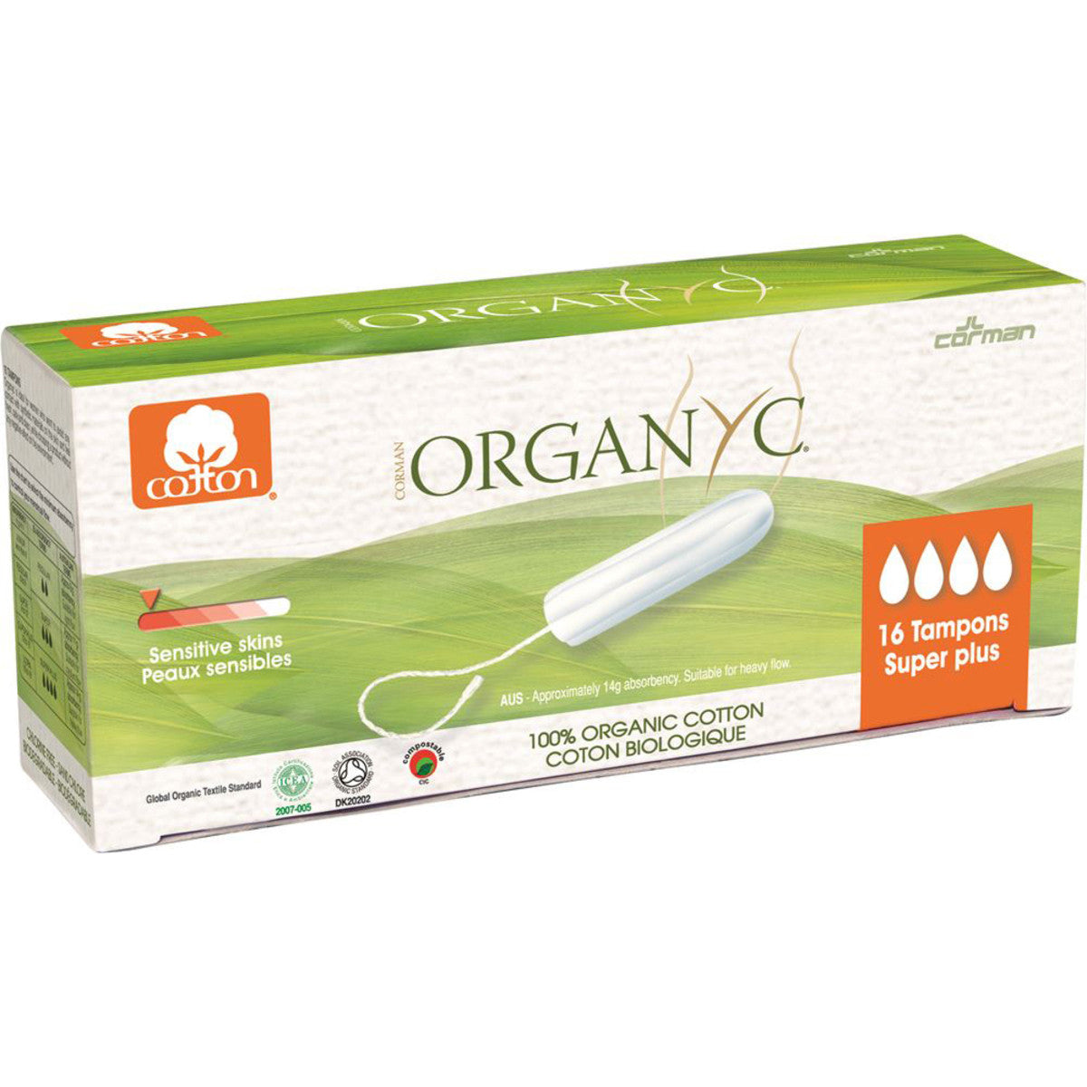 100% Organic Cotton Tampons (Super Plus) - Organic