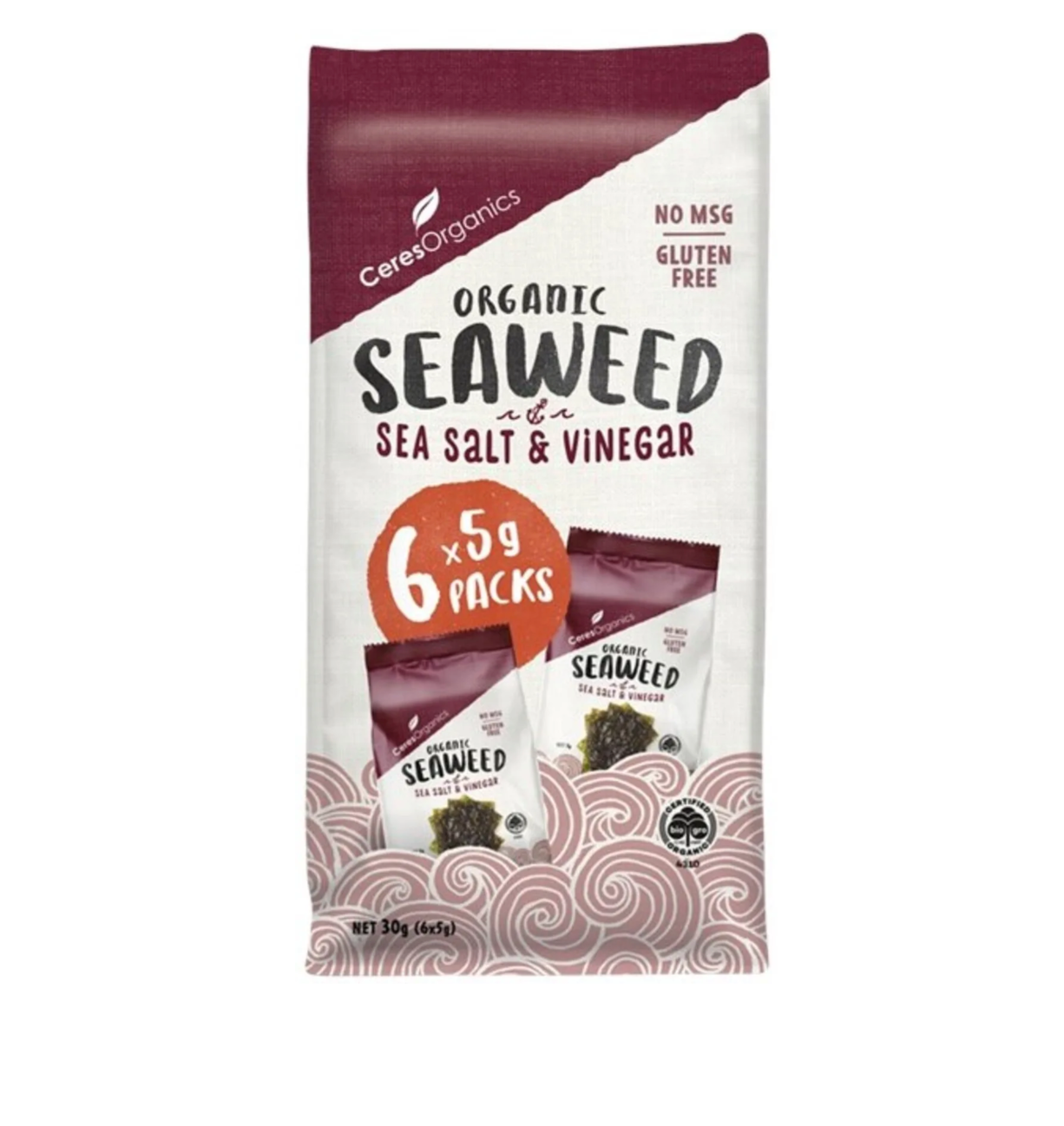Sea Salt & Vinegar Seaweed Snack Multi Pack 6x5g - Ceres Organics