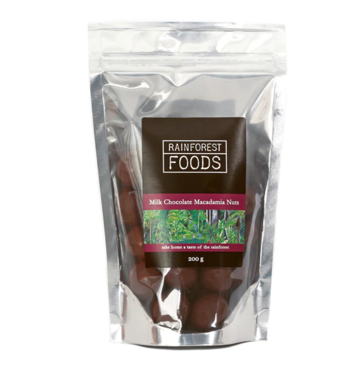 MILK CHOCOLATE COATED MACADAMIA NUTS 200G - Rainforest Foods