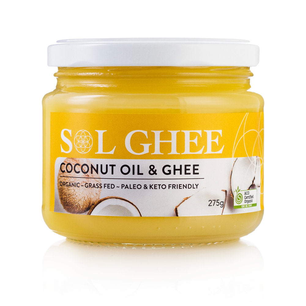 SOL GHEE Sol Ghee Certified Organic Ghee & Coconut Oil 275g Glass jar