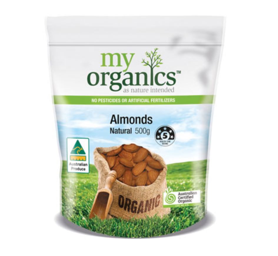 Almonds Organic Natural 500g - My Organics