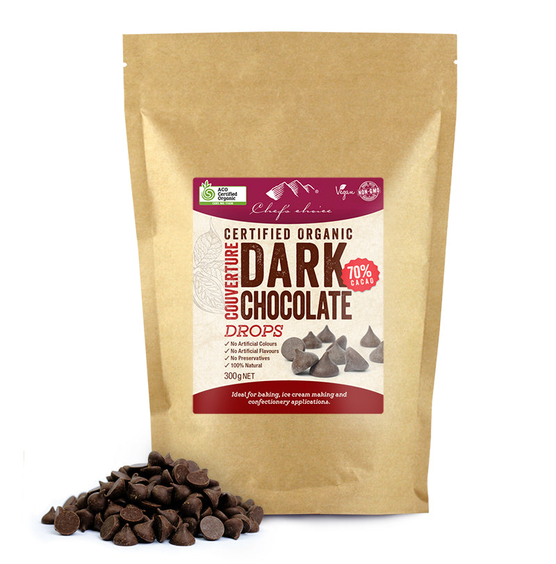 CHEF'S CHOICE Organic Raw Dark Chocolate Drops  300g