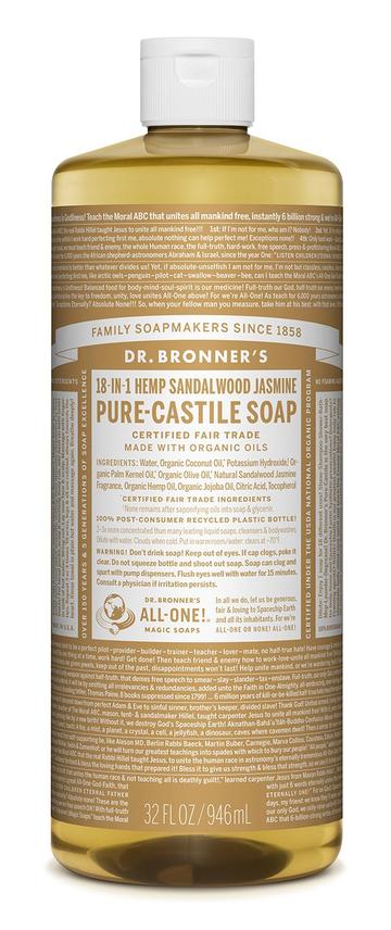 Sandalwood Jasmine Castille Soap 946ml Dr Bronner's