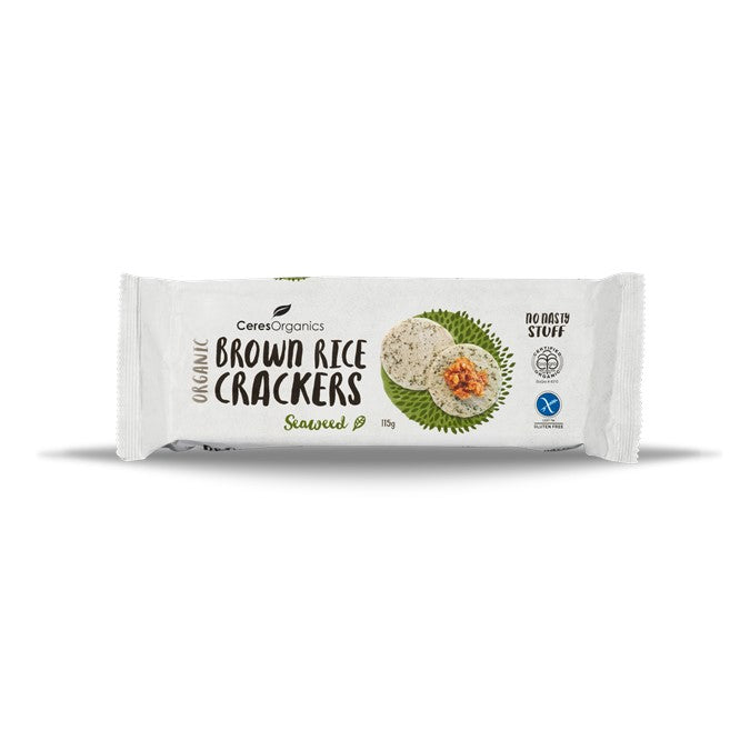 CERES ORGANICS Ceres Organic Brown Rice Crackers w/ Green Tea & Seaweed  115g