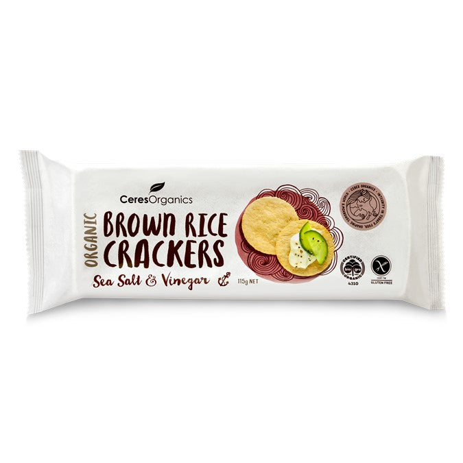 CERES ORGANICS Ceres Organic Brown Rice Crackers w/ Sea Salt & Vinegar 115g