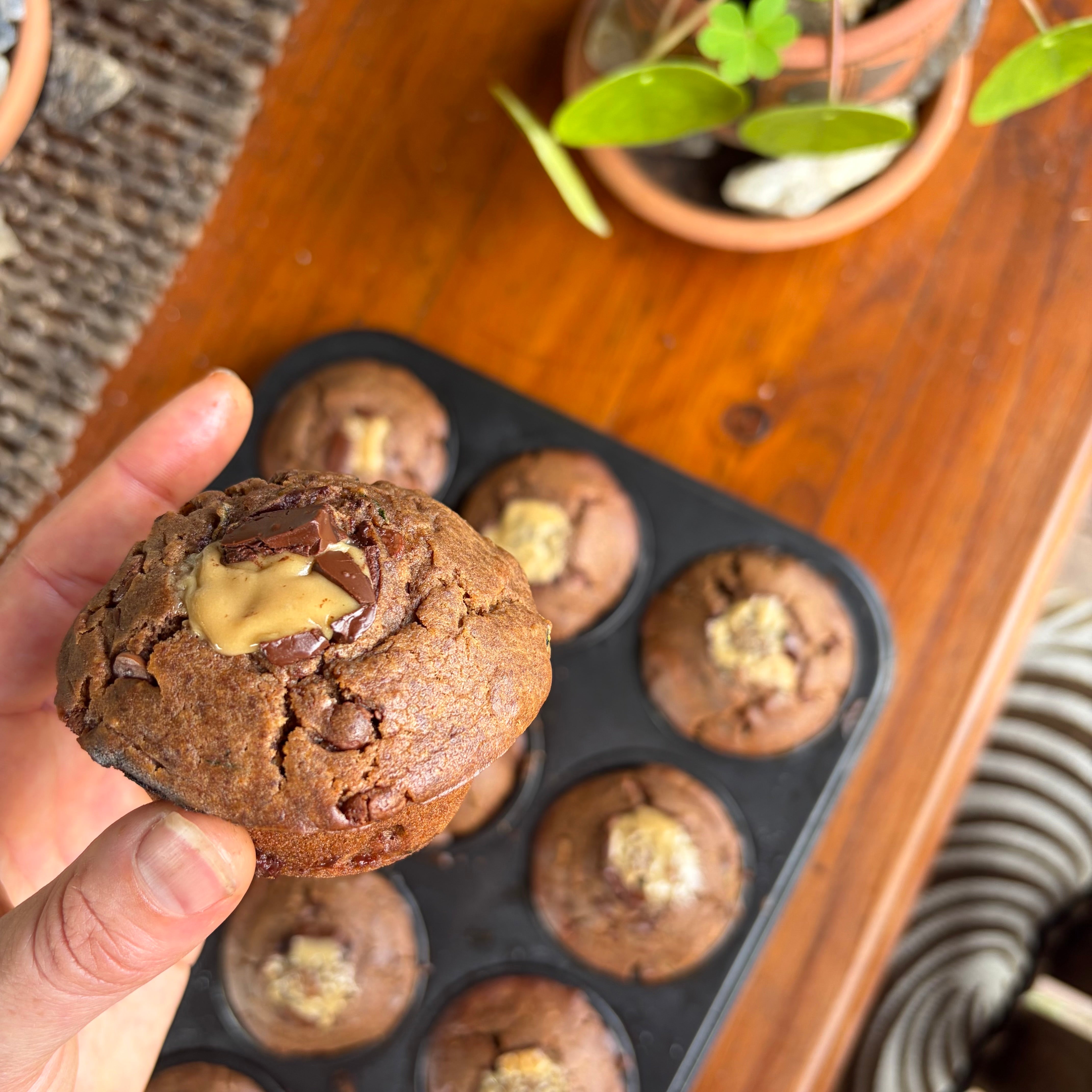 Chocolate Zucchini & Ricotta Muffins