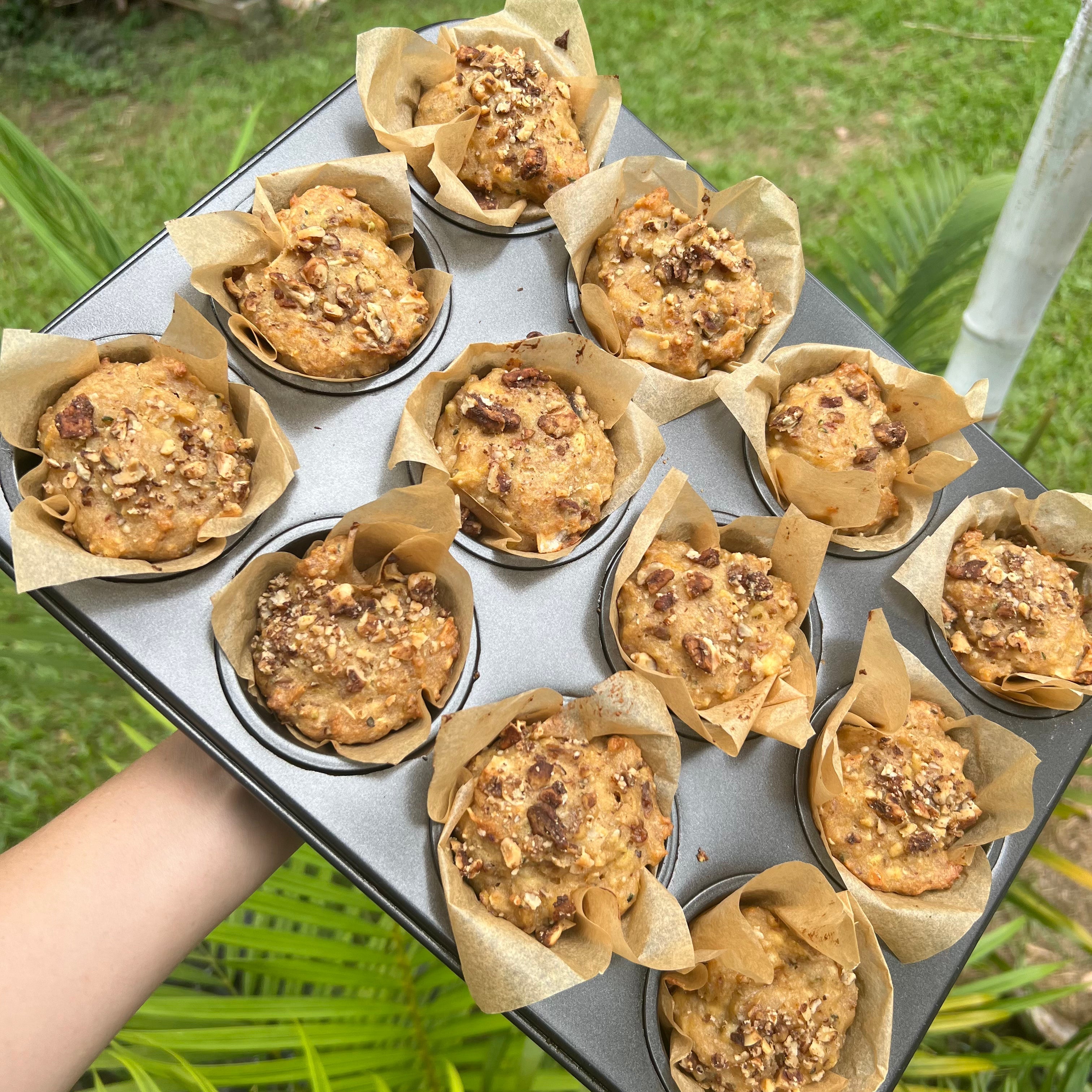 Sticky date & ricotta banana muffins