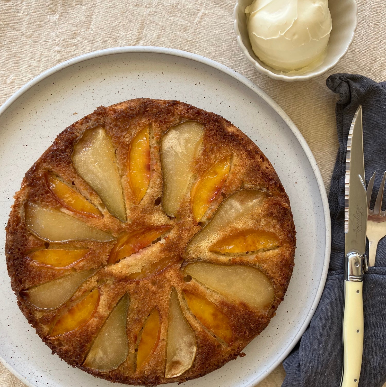 Pear & nectarine upside down cake