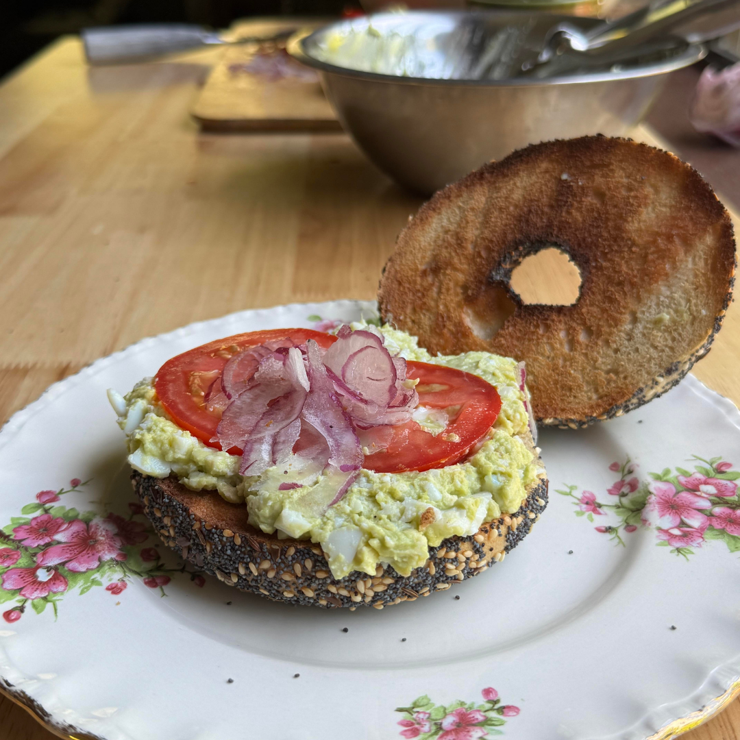 Smashed Avocado and Egg Bagel