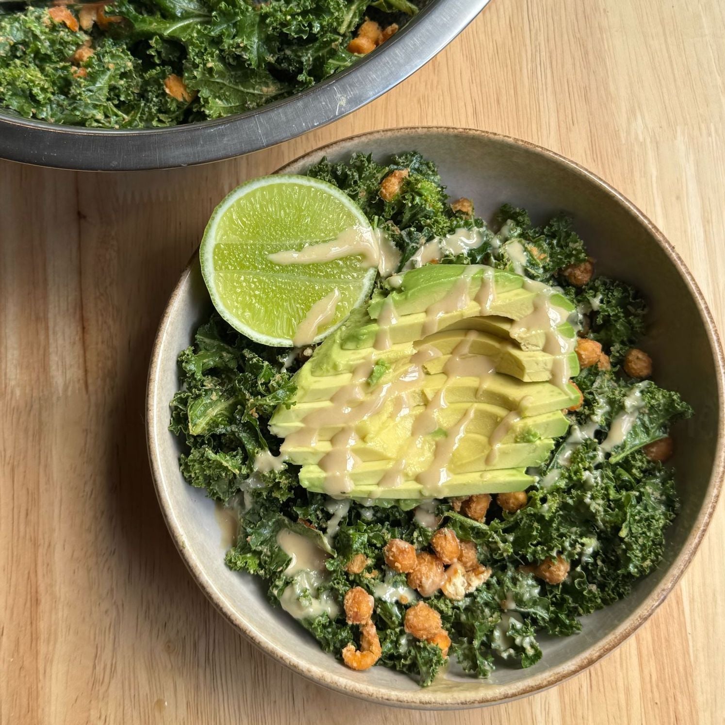 Crispy Chickpea and Kale Caesar Salad