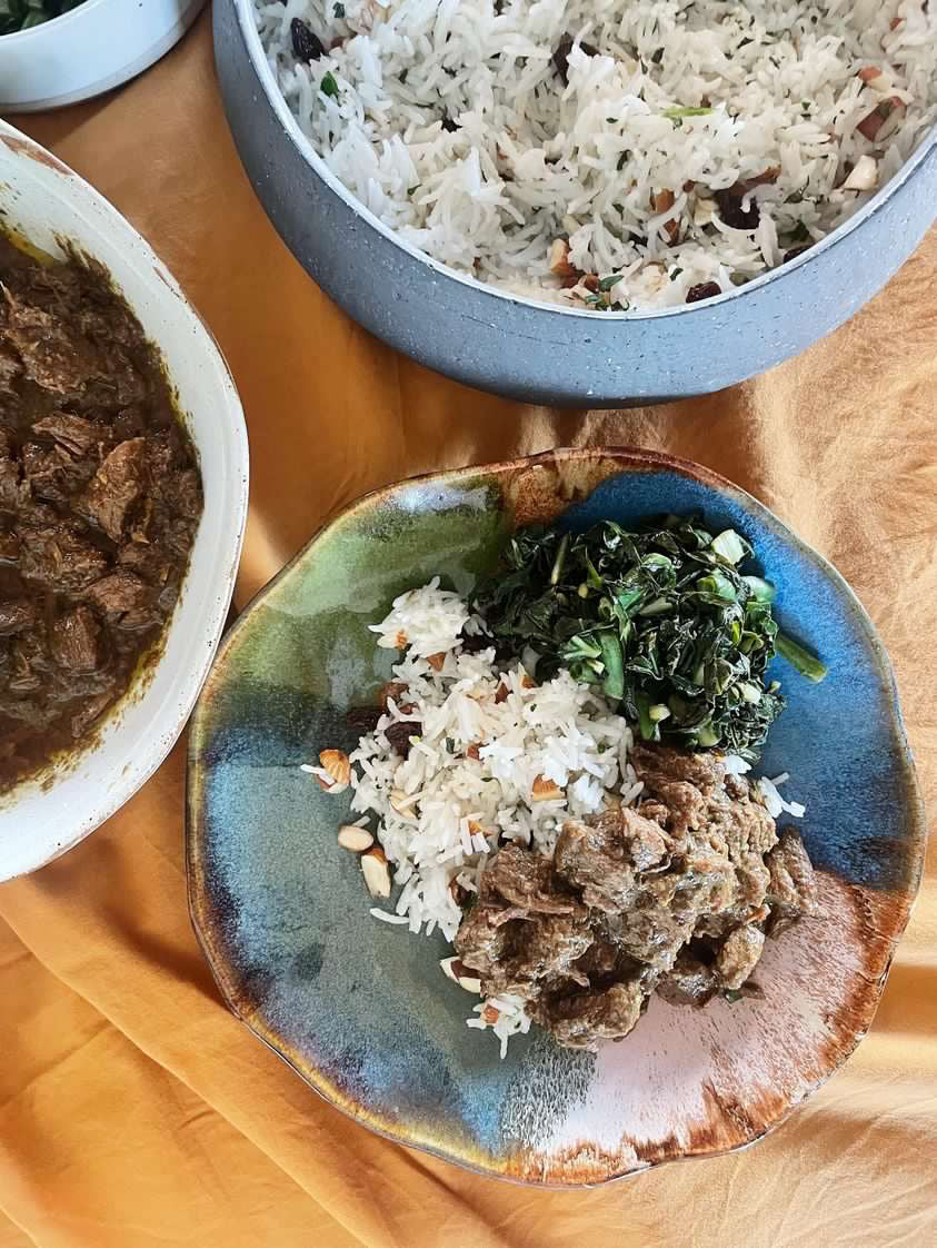 Beef Rendang with Coconut Rice and Greens