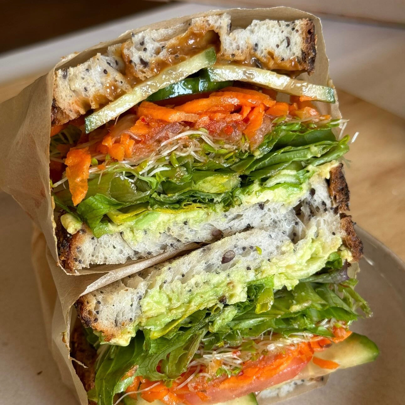 Loaded Veggie and Kimchi Salad Sandwich