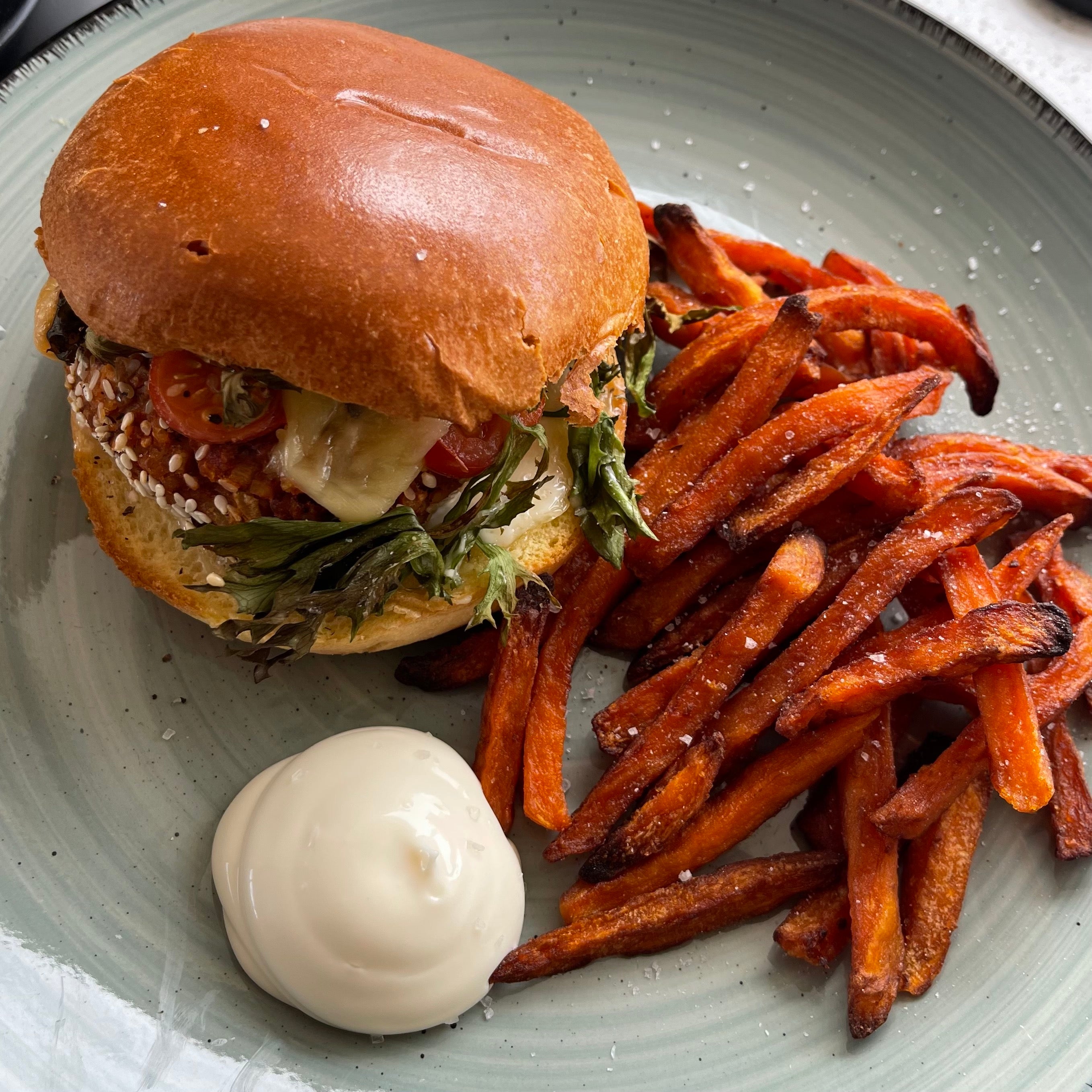 THE ULTIMATE VEGGIE BURGER w/ homemade fries