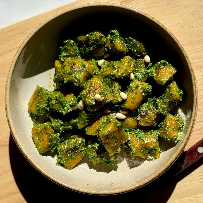 Pumpkin Gnocchi w/ Spinach Pesto