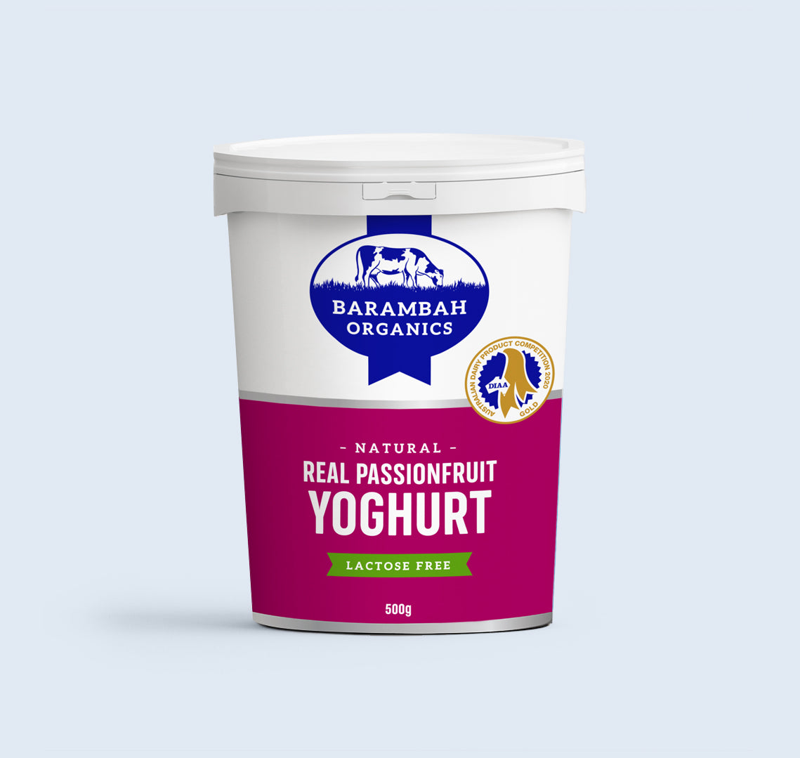 Organic Yoghurt – Passionfruit 500g Barambah *LACTOSE FREE