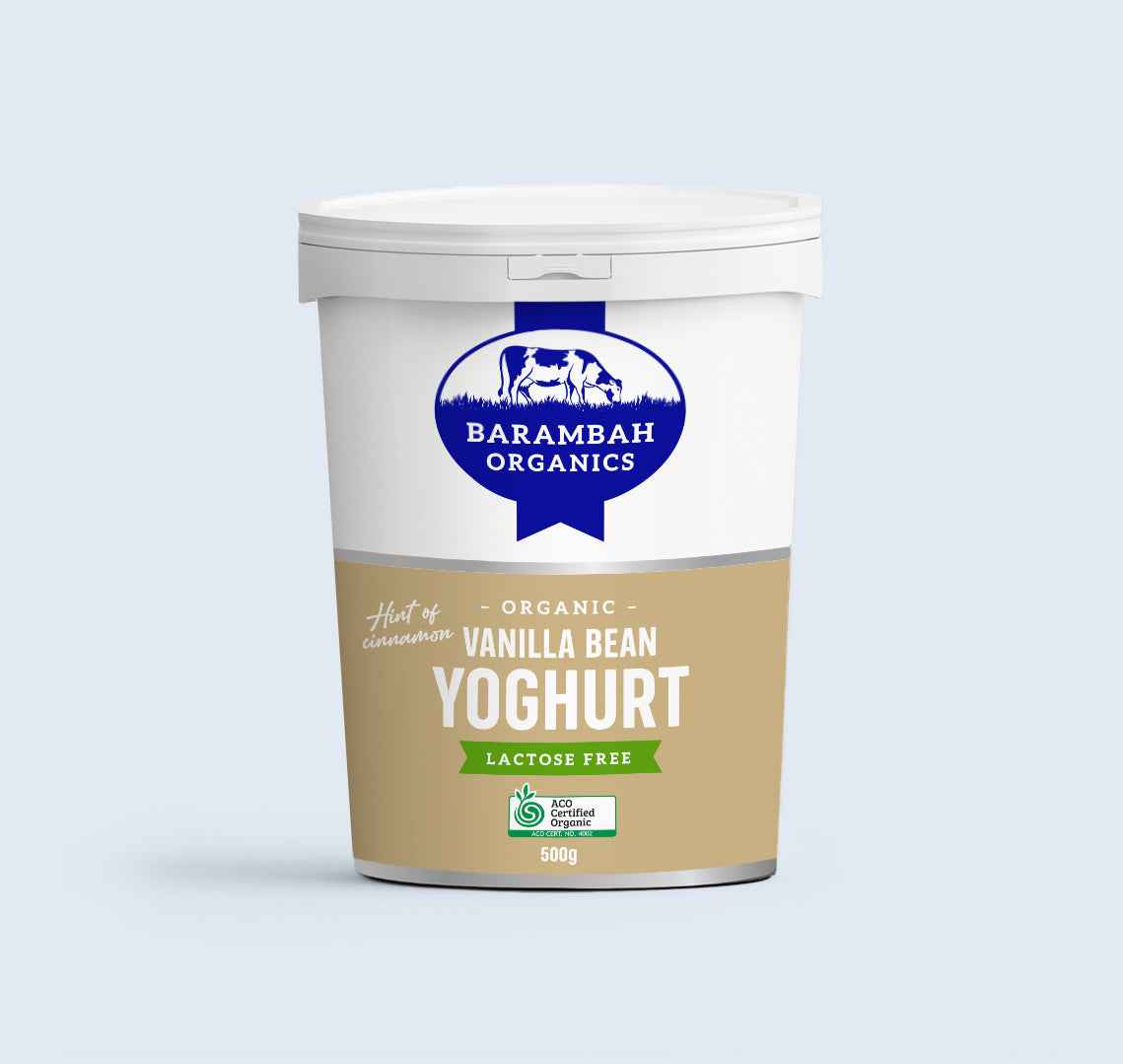 Organic Yoghurt – Vanilla Bean and Cinnamon Yoghurt  500g Barambah*LACTOSE FREE