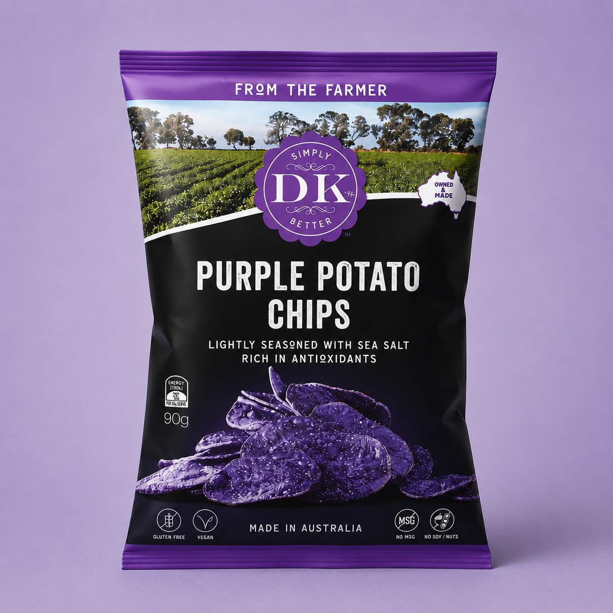 DK’s Purple Potato Chips 90g - made by an Australian Farmer