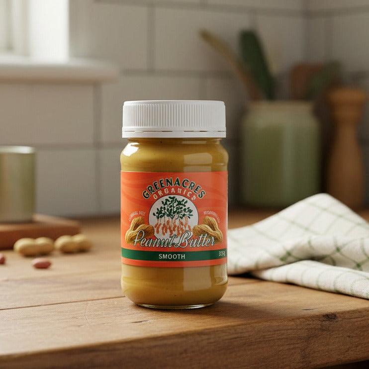 Organic Peanut Butter Smooth- GREENACRES ORGANICS 375g