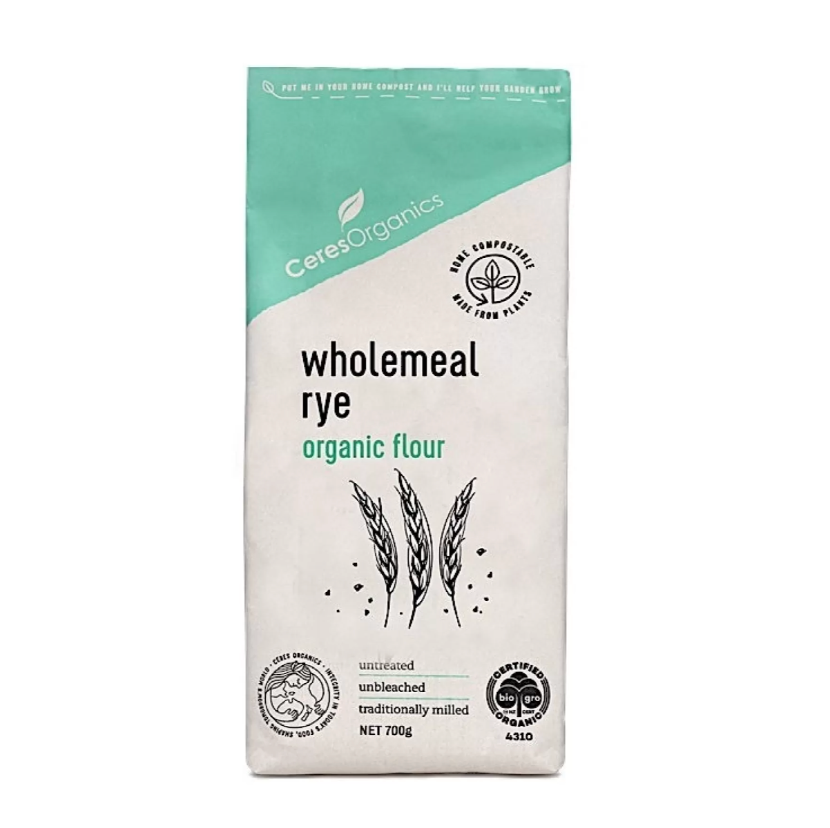 Organic Wholemeal Rye Flour 700g - Ceres Organics