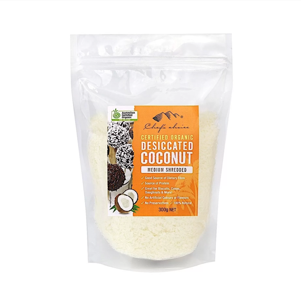 Organic Desiccated Coconut Medium Shredded 300g - Chef's Choice