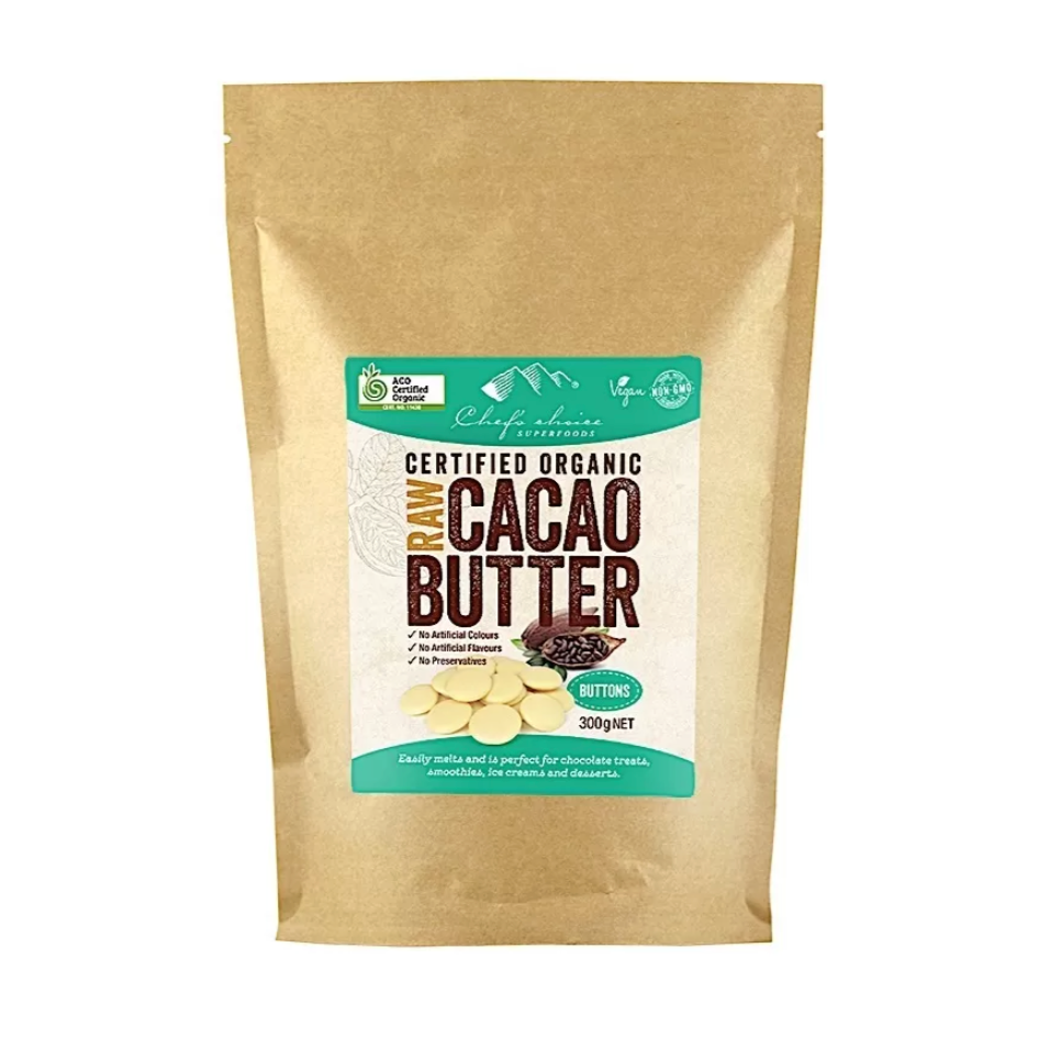 Organic Raw Cacao Butter Buttons 300g - Chef's Choice