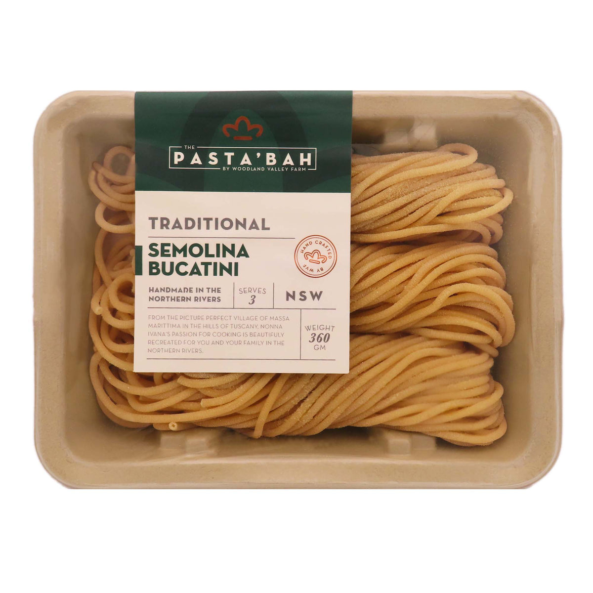 Fresh Semolina Bucatini Spaghetti - Vegan 360g - LOCAL HANDMADE PASTA