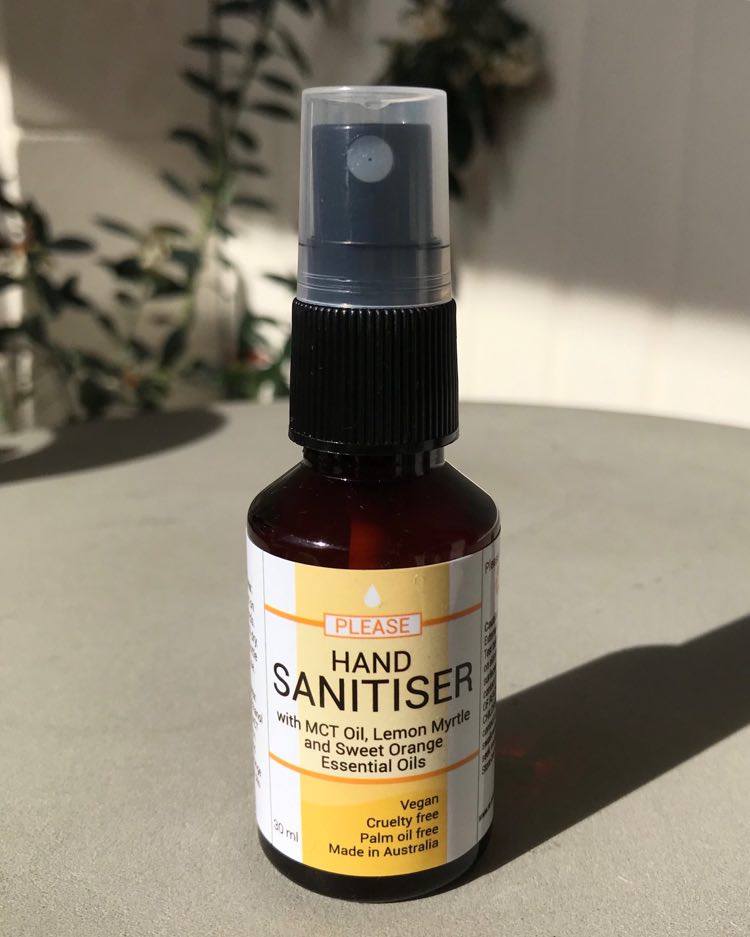 Lemon Myrtle and Sweet Orange Hand  Sanitiser Spray with MCT oil 30ml