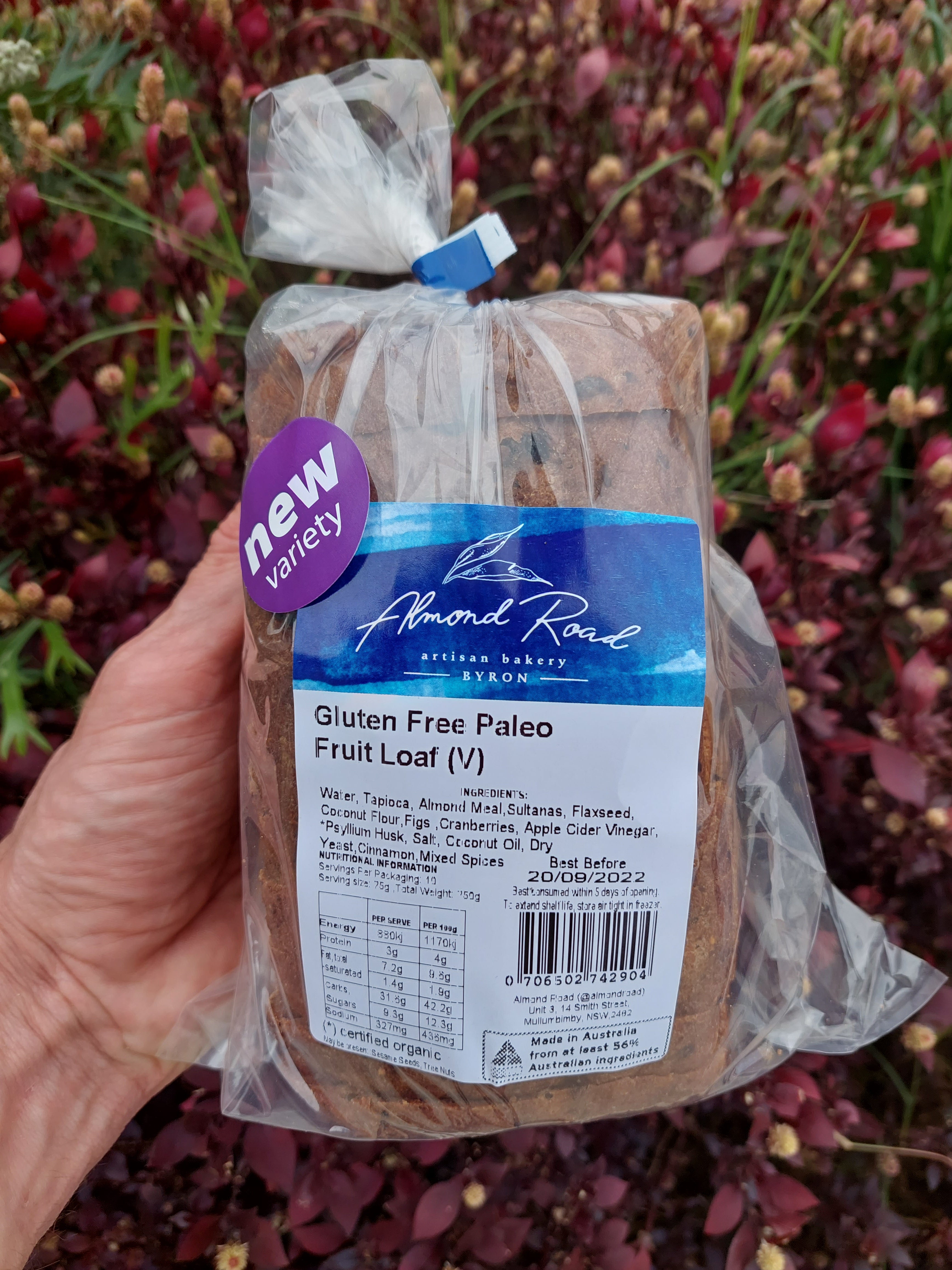 Almond Road's Gluten Free Paleo Fruit Loaf (V)