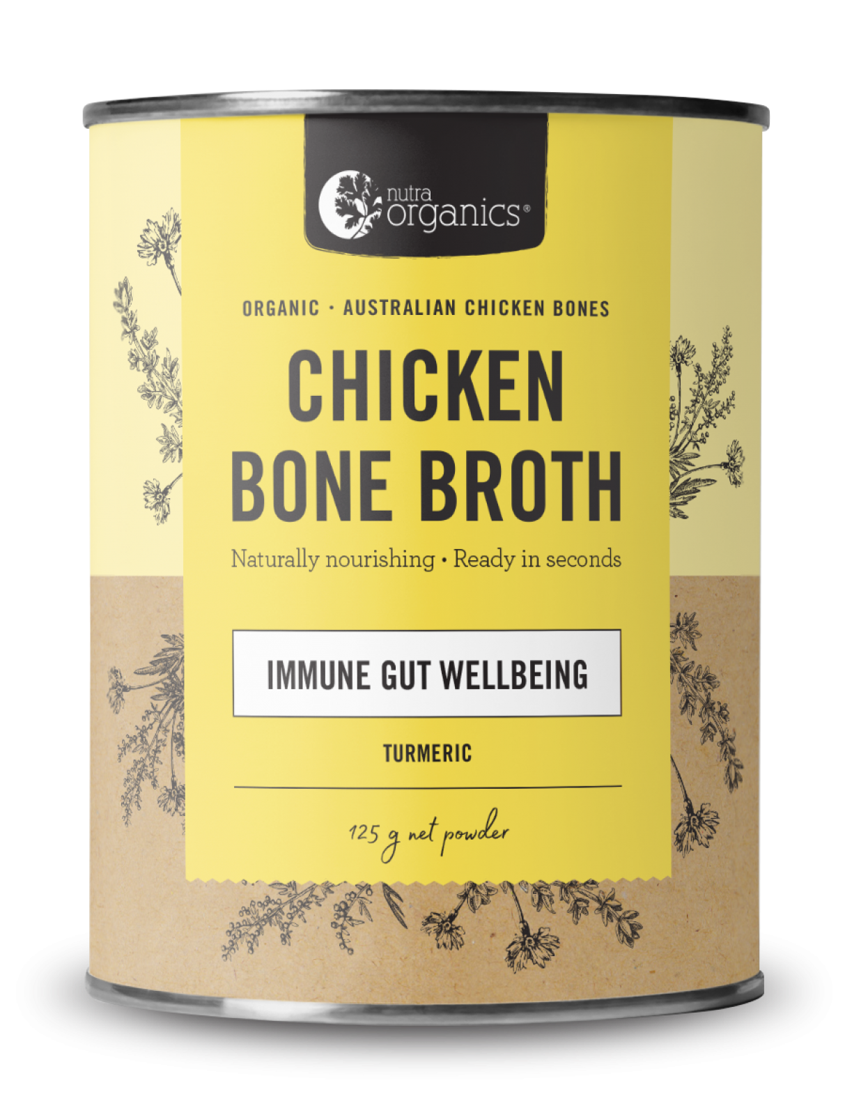 NUTRA ORGANICS Chicken Bone Broth Powder - Tumeric   125g