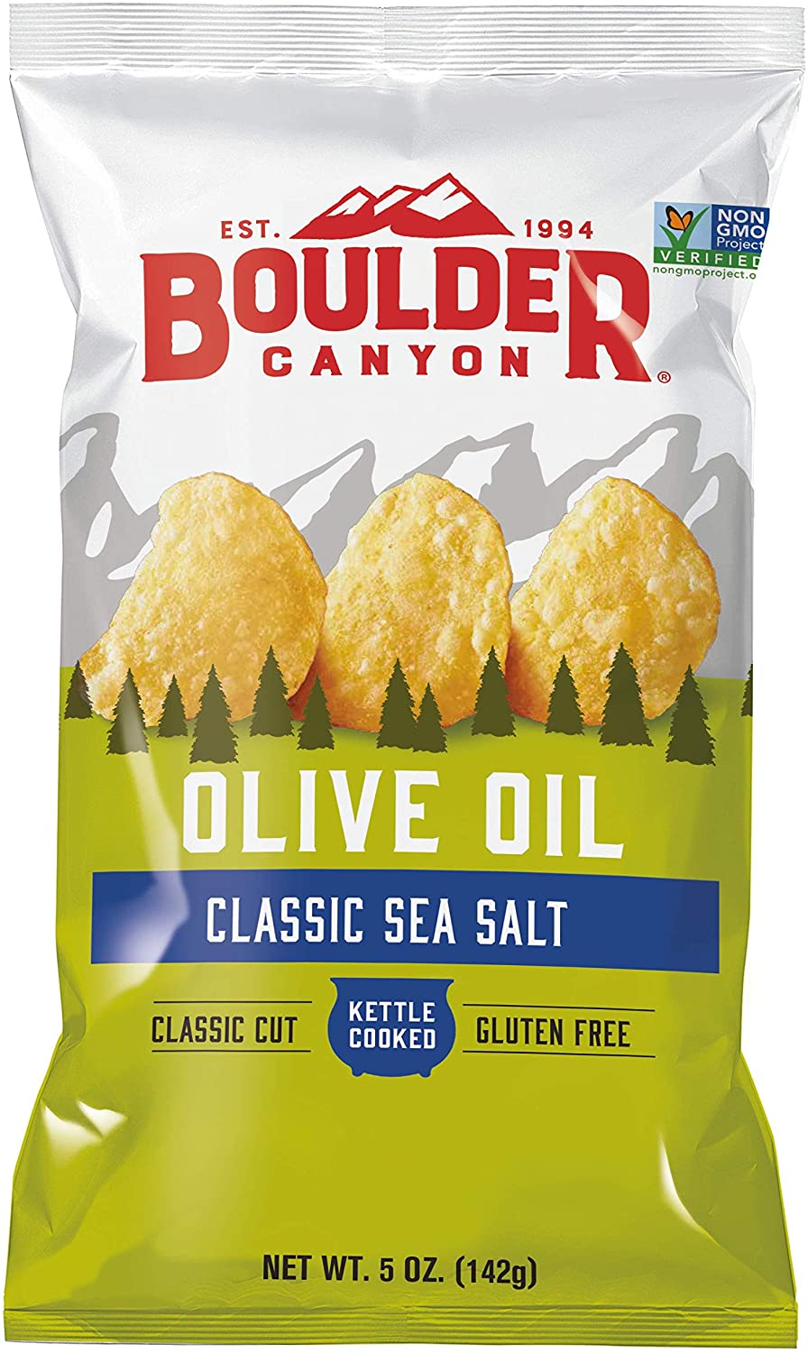 Classic Sea Salt Chips cooked in Olive Oil - Boulder Canyon 148g