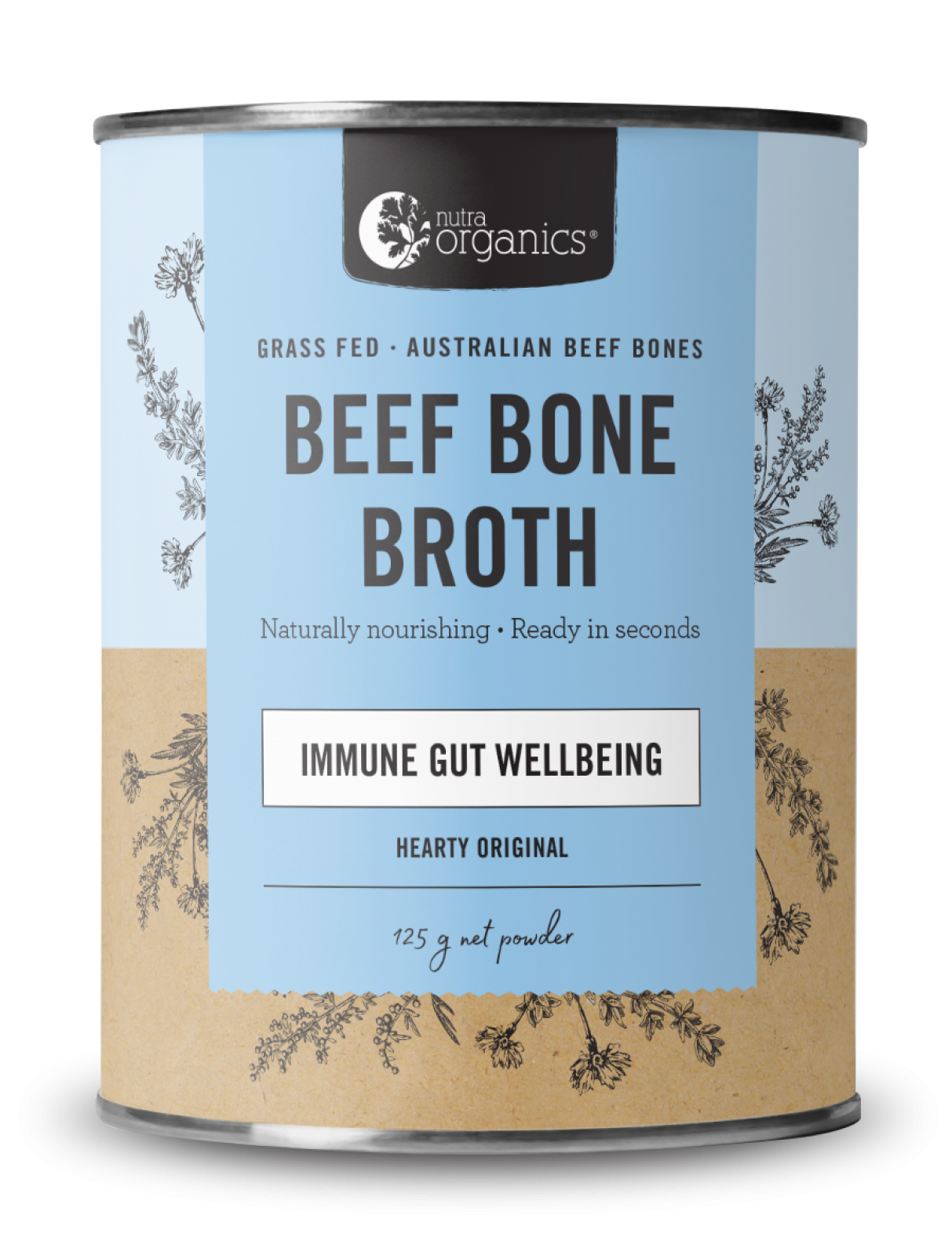 NUTRA ORGANICS Beef Bone Broth Powder - Hearty Original  125g