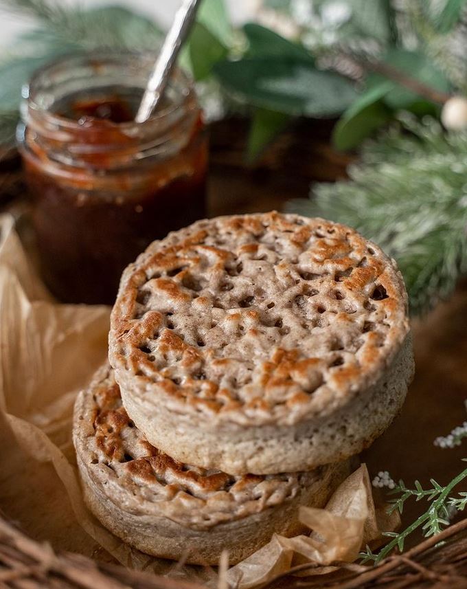 Christmas Sourdough Crumpets w/ Brandy Soaked Fruit & Christmas Spices