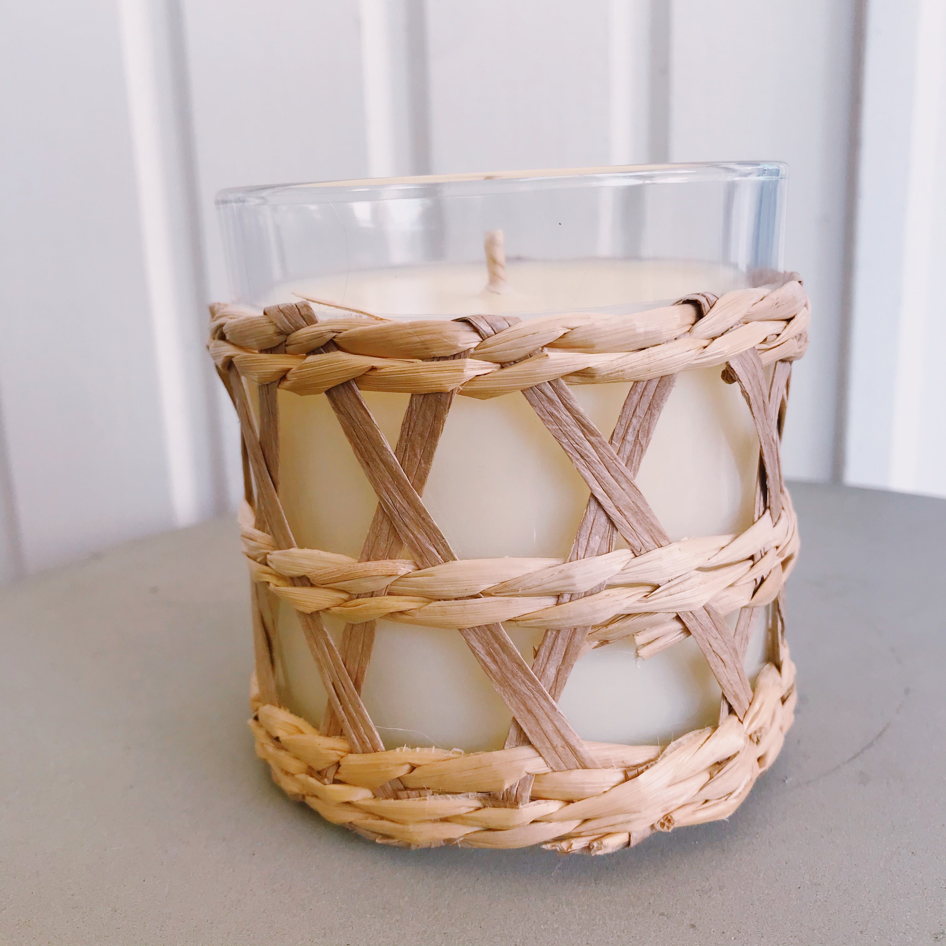 Local Handmade Natural Soy Wax & Coconut Oil Candle - Woven Straw Candle 40hrs