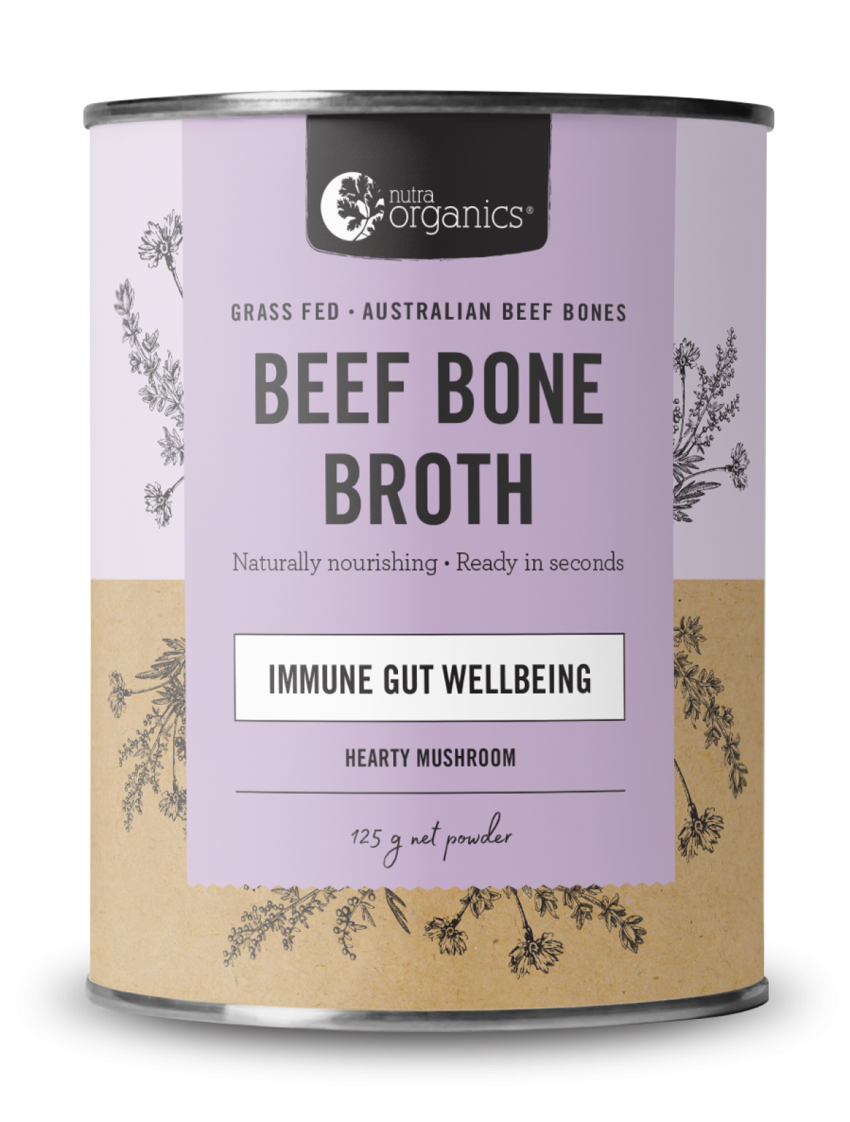 NUTRA ORGANICS Beef Bone Broth Powder - Hearty Mushroom  125g