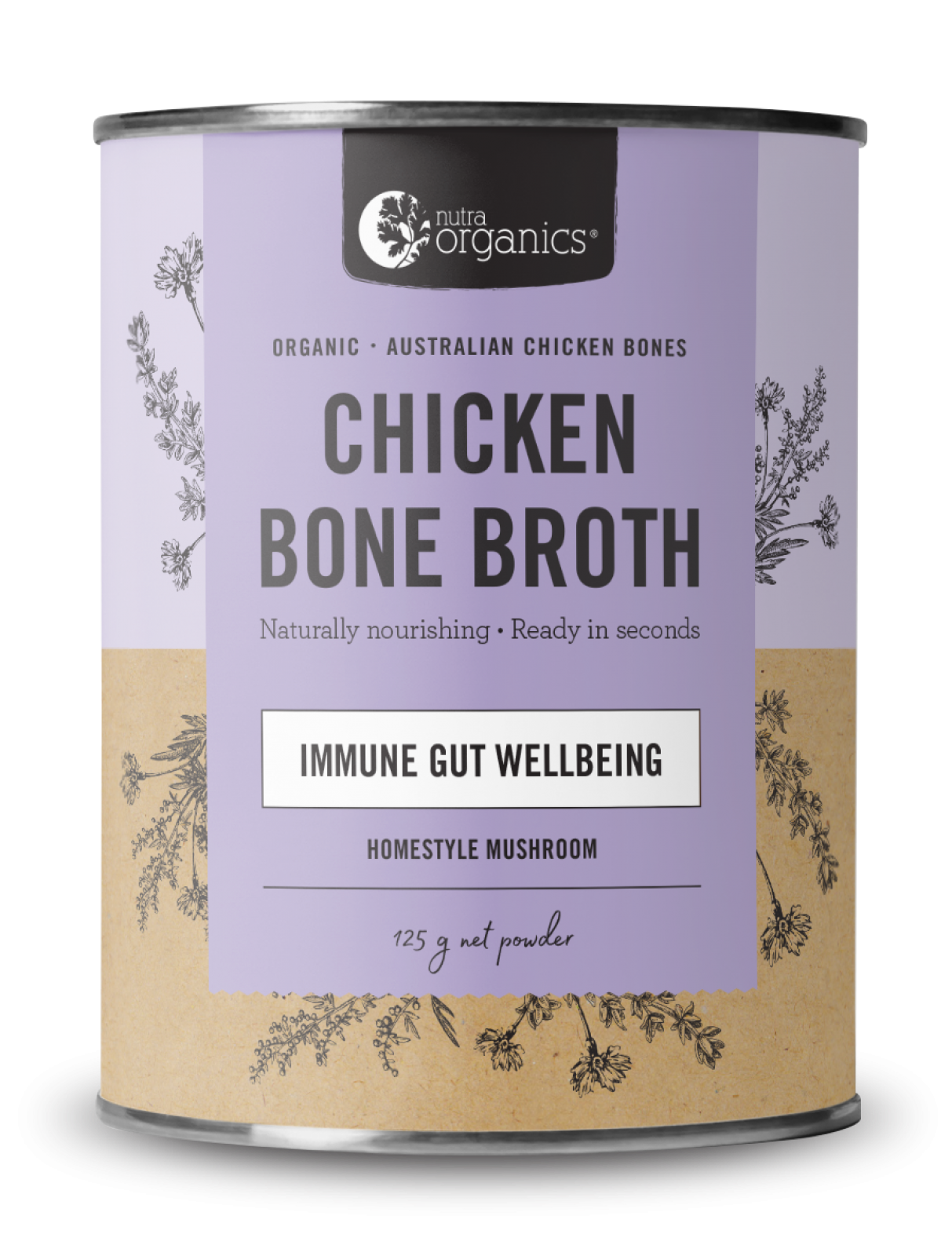 NUTRA ORGANICS Chicken Bone Broth Powder - Homestyle Mushroom  125g