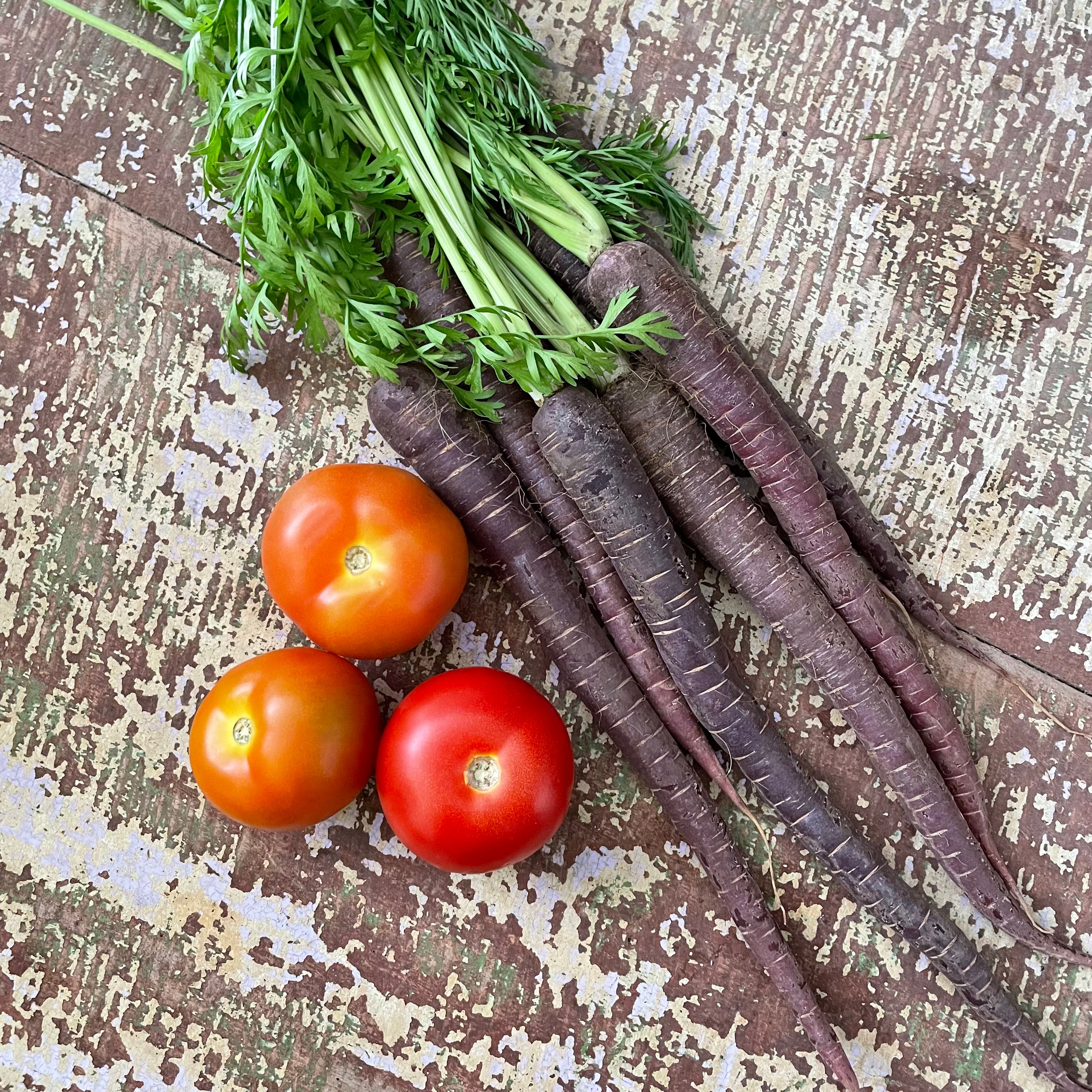 Carrots Purple (loose- tops off) 500g - Certified Organic Carrots