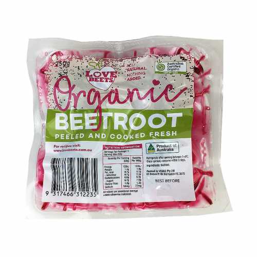 Beetroot Love Beets - Organic Peeled and Cooked  Beetroot 250g